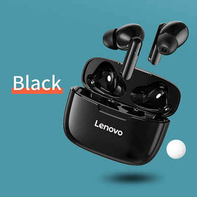 Lenovo XT90 mit Touch-Steuerung Bluetooth-Kopfhörer (True Wireless, Siri, Google Assistant, Bluetooth 5.0, kabellos, Stereo-Ohrhörer mit 300 mAh Kopfhörer-Ladehülle - Schwarz)