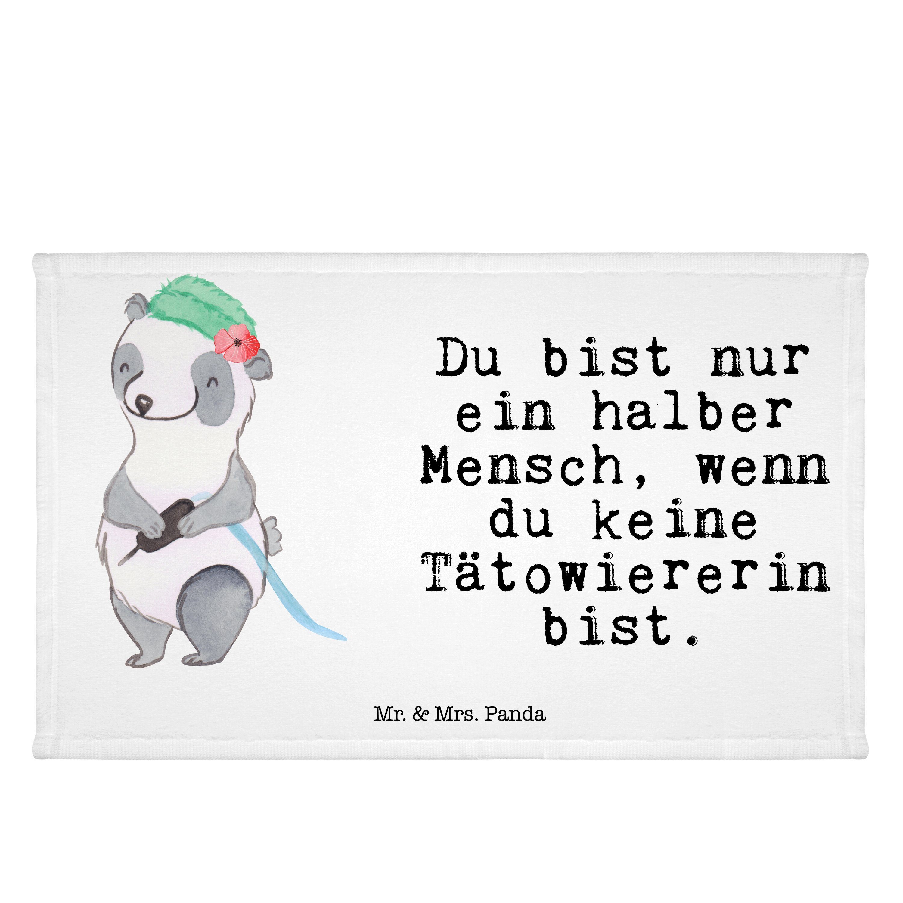 Mr. & Mrs. Panda Handtuch Tätowiererin Herz Weiß Geschenk, Frottier