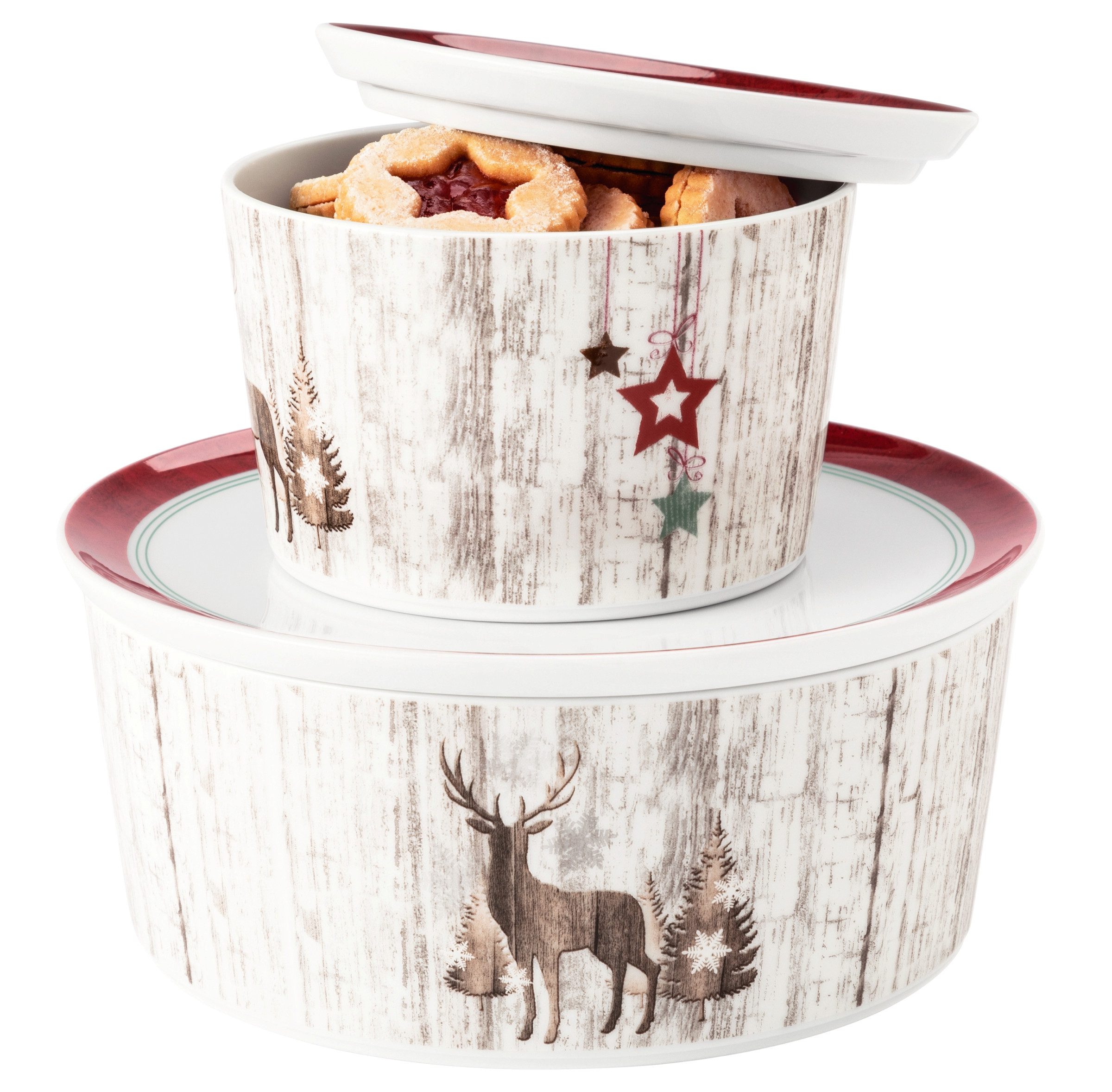 Seltmann Weiden Gebäckschale Life Christmas, Schale, Gebäckdose, Porzellan, (Set, 2-tlg), Dose mit Deckel