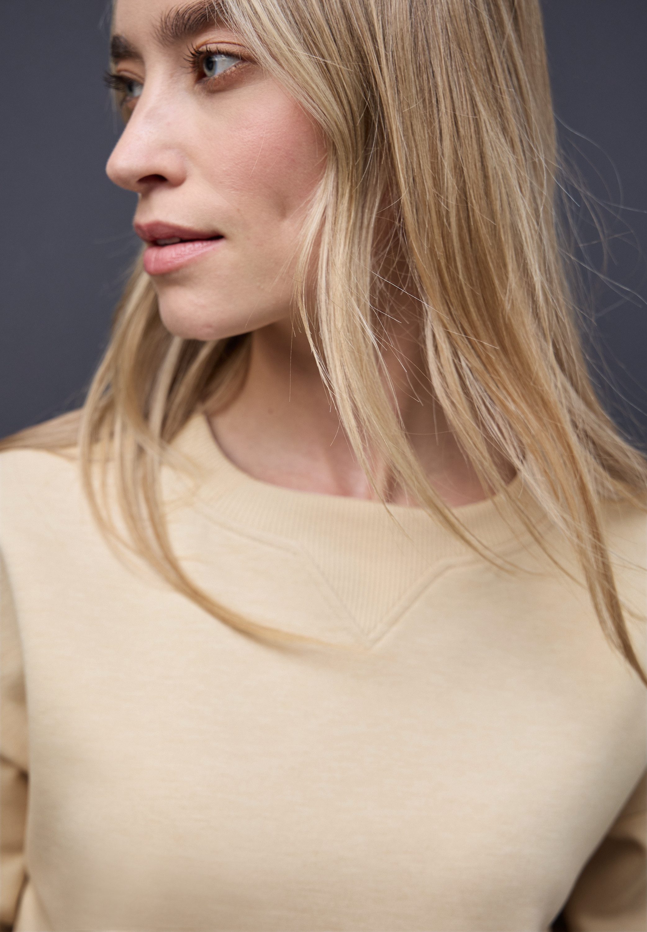 STREET ONE Sweater Rundhals mit Ripp-Detail