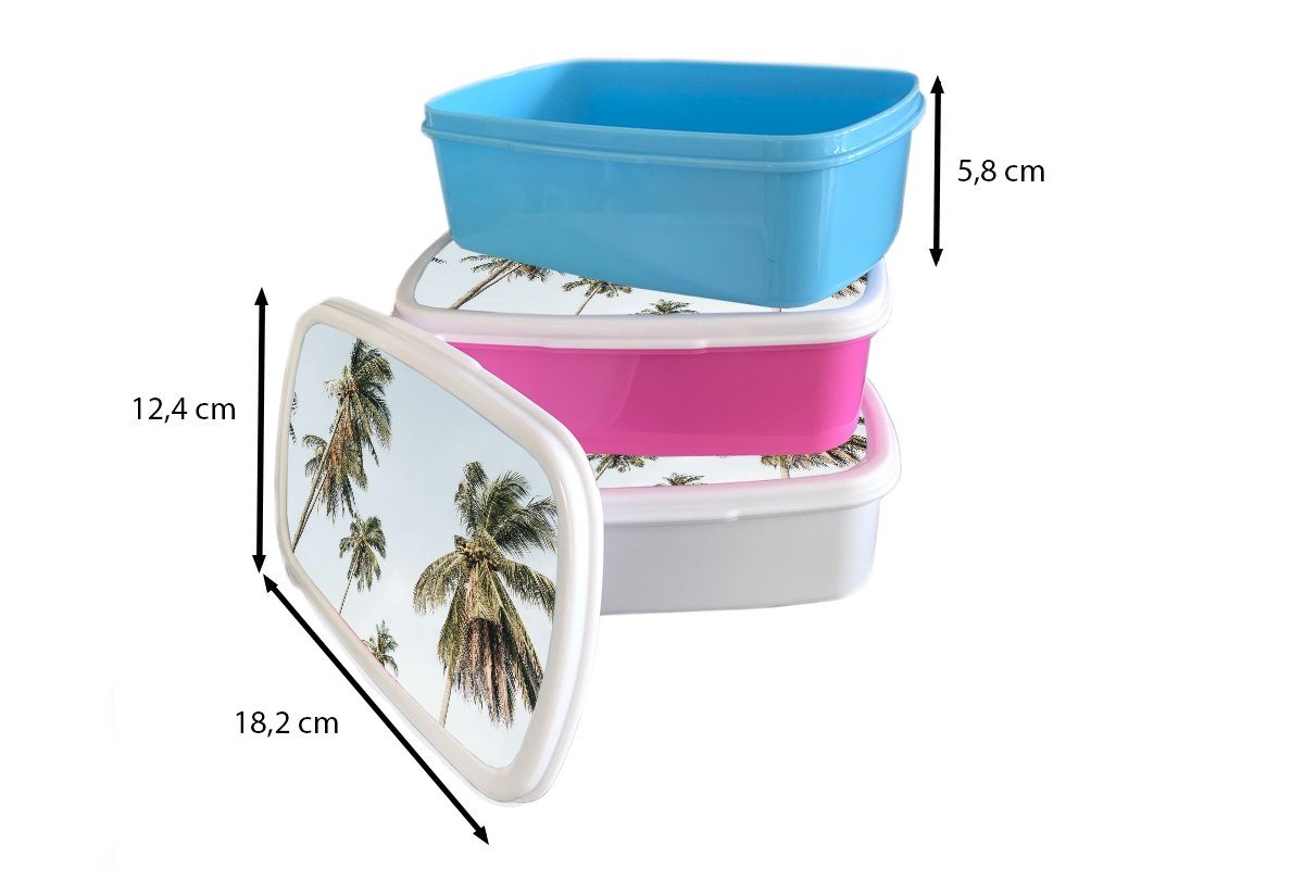 Kunststoff, und (2-tlg), Sommer Lunchbox Palmen weiß Kinder - Tropisch, für MuchoWow Brotbox Erwachsene, Jungs Mädchen Brotdose, - für und