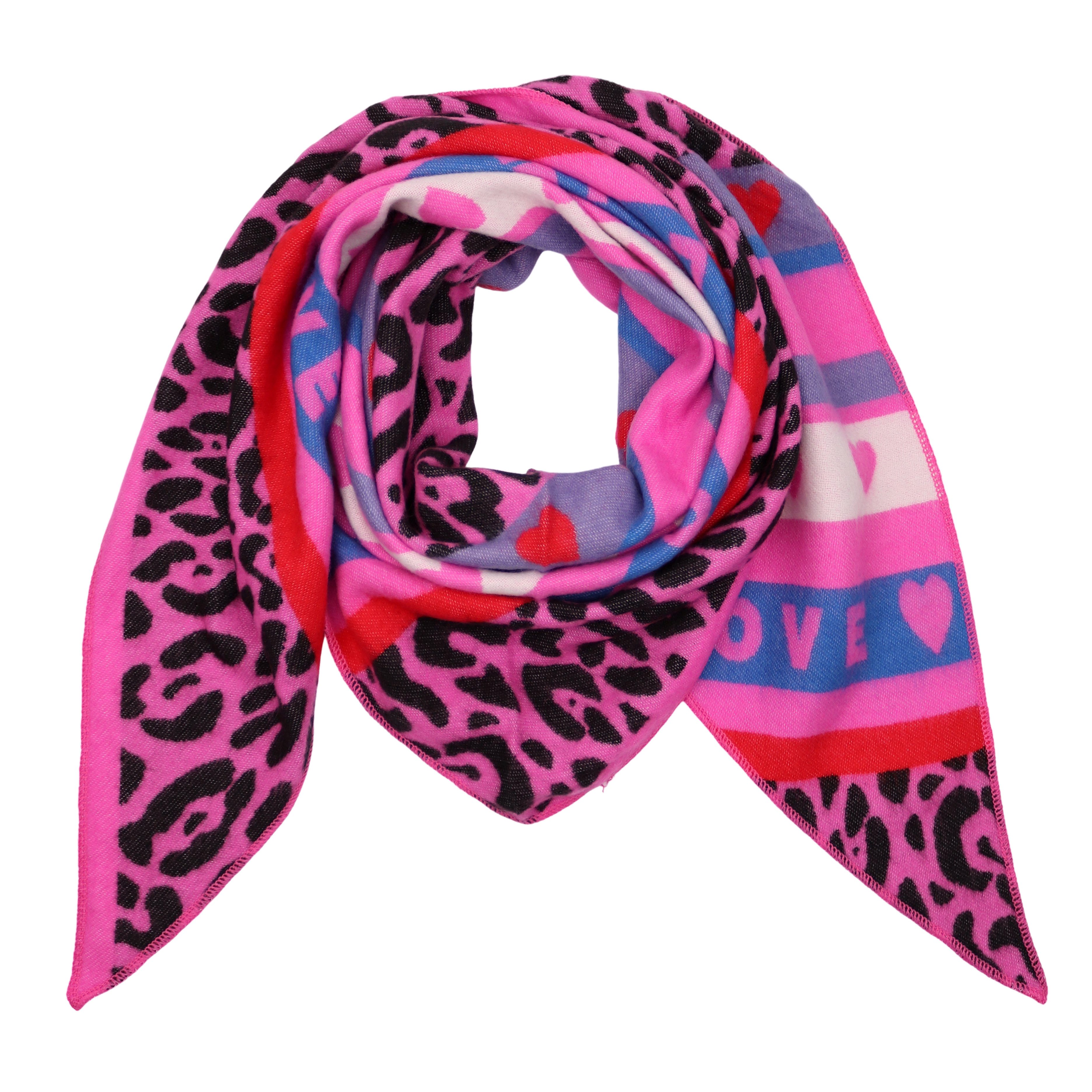 MIRROSI Dreieckstuch kuschliger und warmer Dreiecksschal ca.100x200 cm, (Leo Muster; Neue Kollektion Herbst/Winter 2025), Trendiges LEO-Design, wärmend & weich