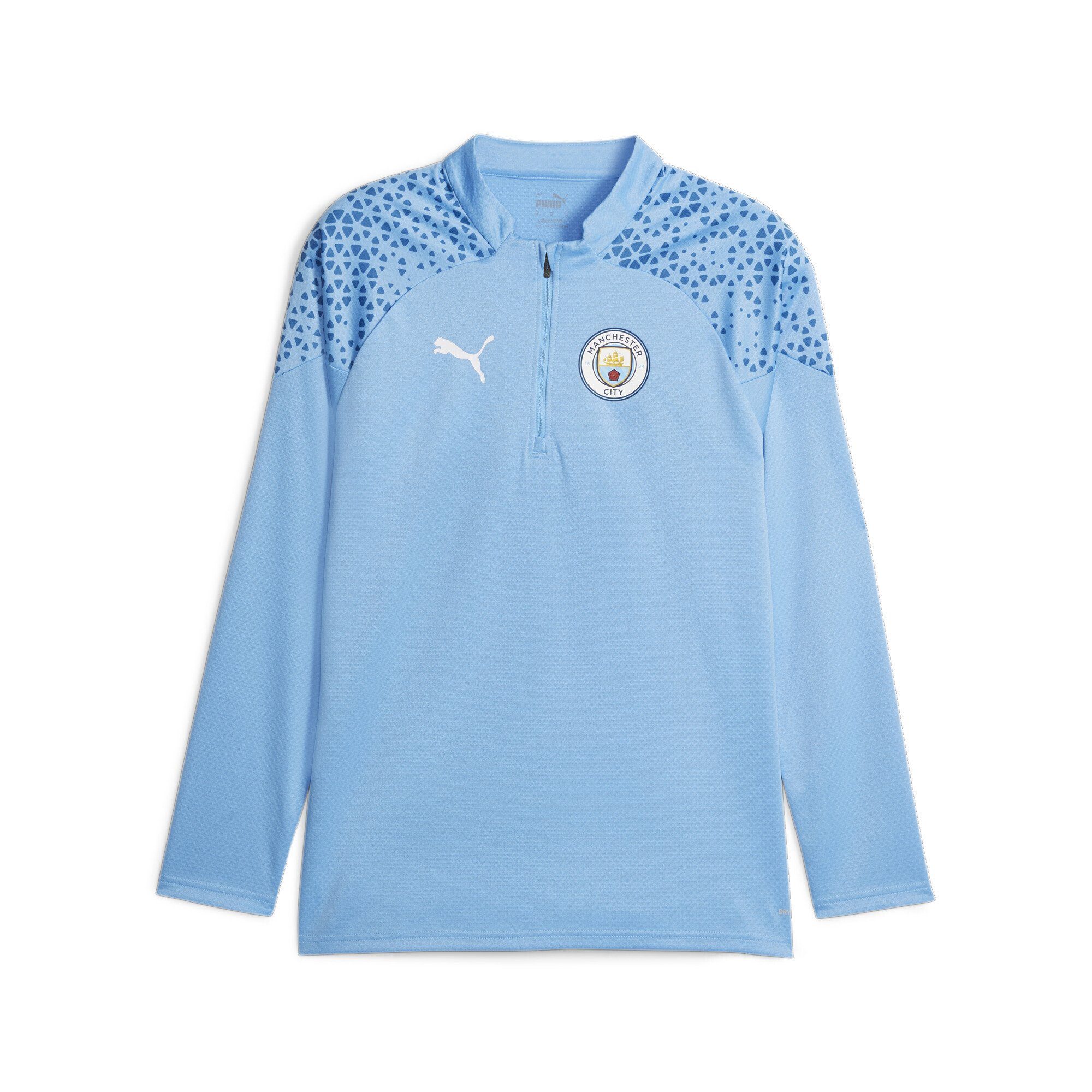 PUMA Trainingsshirt Manchester City Fußball-Trainings-Top Viertelreißverschluss Blue mit Team Light Lake