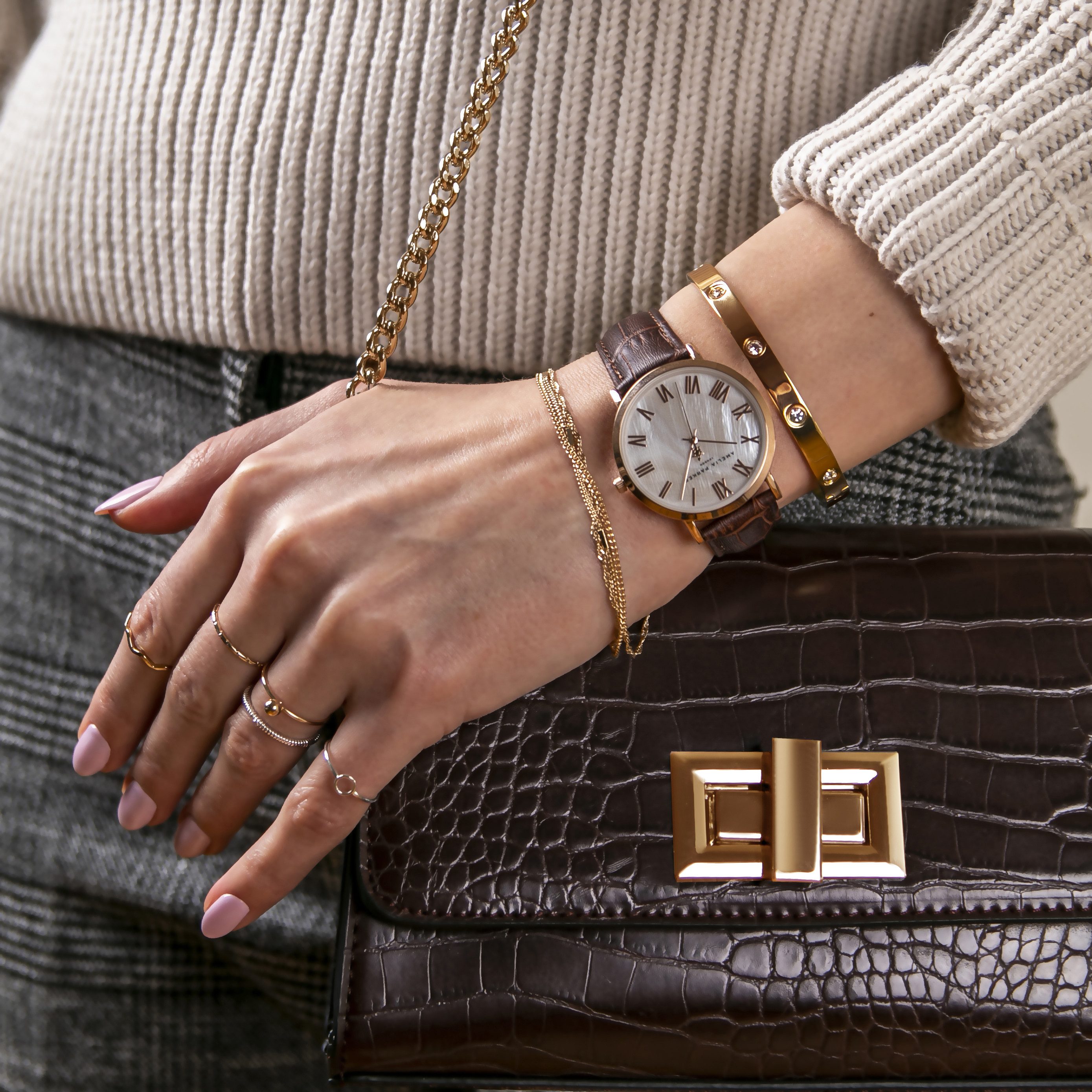 AMELIA PARKER Quarzuhr AB8-S088R Classique Brown Leather