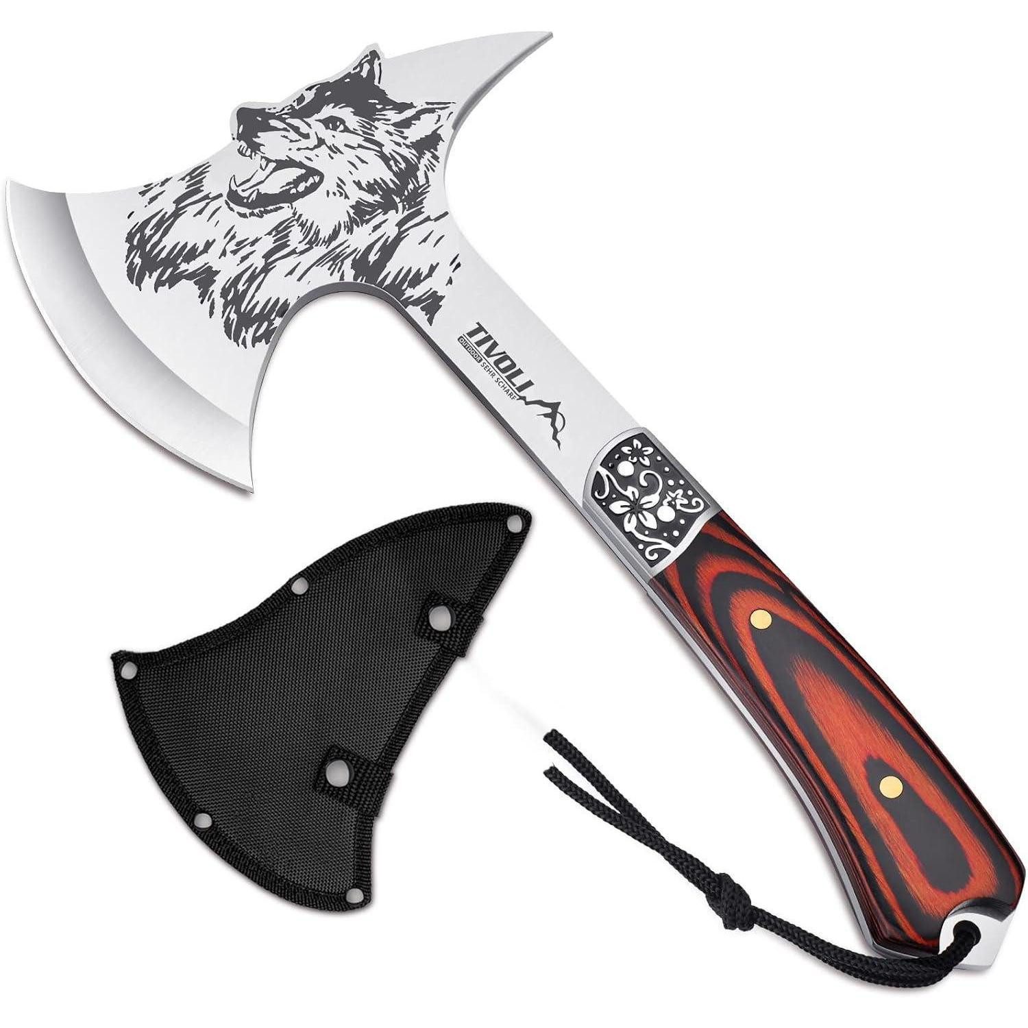LuxusKollektion Spaltaxt Spaltaxt Survival Outdoor Camping Beil Holz Full Tang Trekking Rot