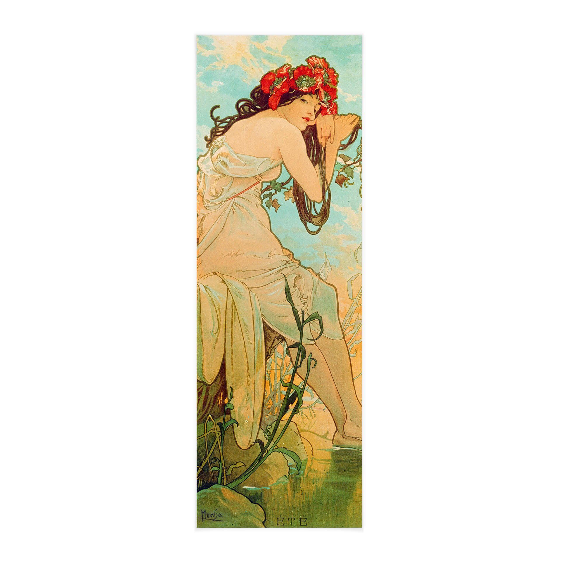 K&L Wall Art Leinwandbild Vintage Stoffbild Poster Mucha Jahreszeiten Sommer Wand-Teppich, Jugendstil Kunstdruck Banner ohne Zubehör