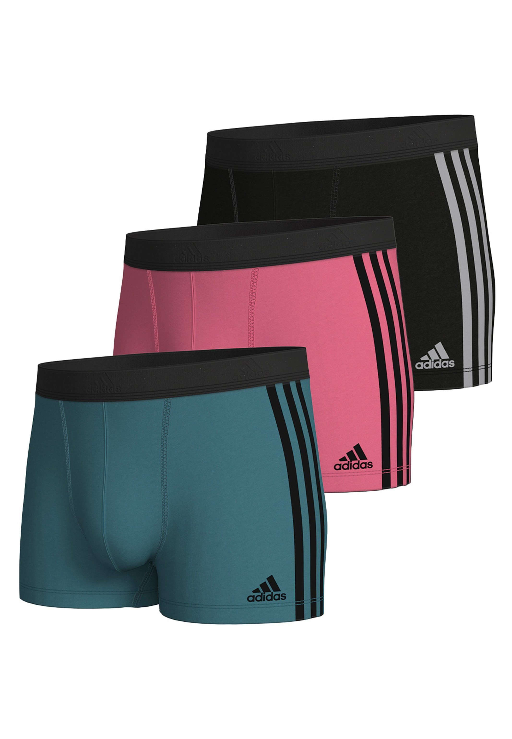 adidas Sportswear Retro (HW23) Cotton (Spar-Set, 3er Schwarz - / 3 Short Eingriff Stripes Pink Retro Pack 959 - / - - / Active Türkis Baumwolle Boxer 3-St) Flex Pant Ohne
