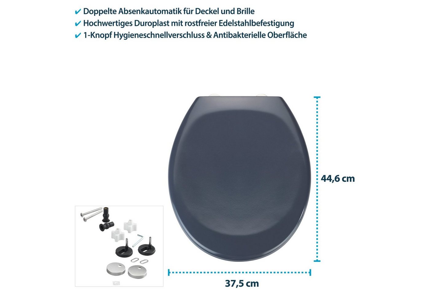 Thumbnail - Basera® WC-Sitz Dunkelgrau mit Ablagefläche und Absenkautomatik