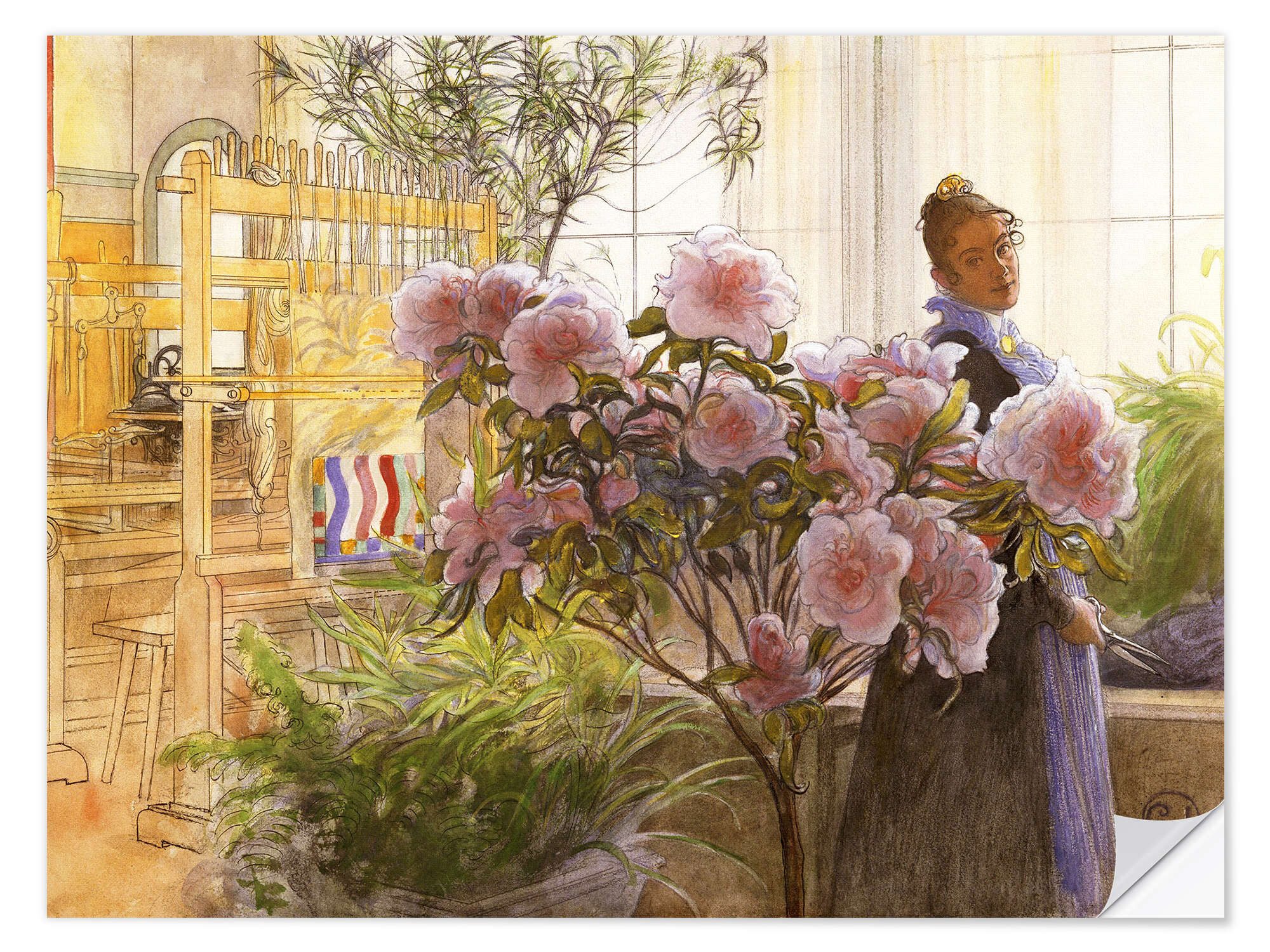 Posterlounge Wandfolie Carl Larsson, Azaleen, Landhausstil Malerei