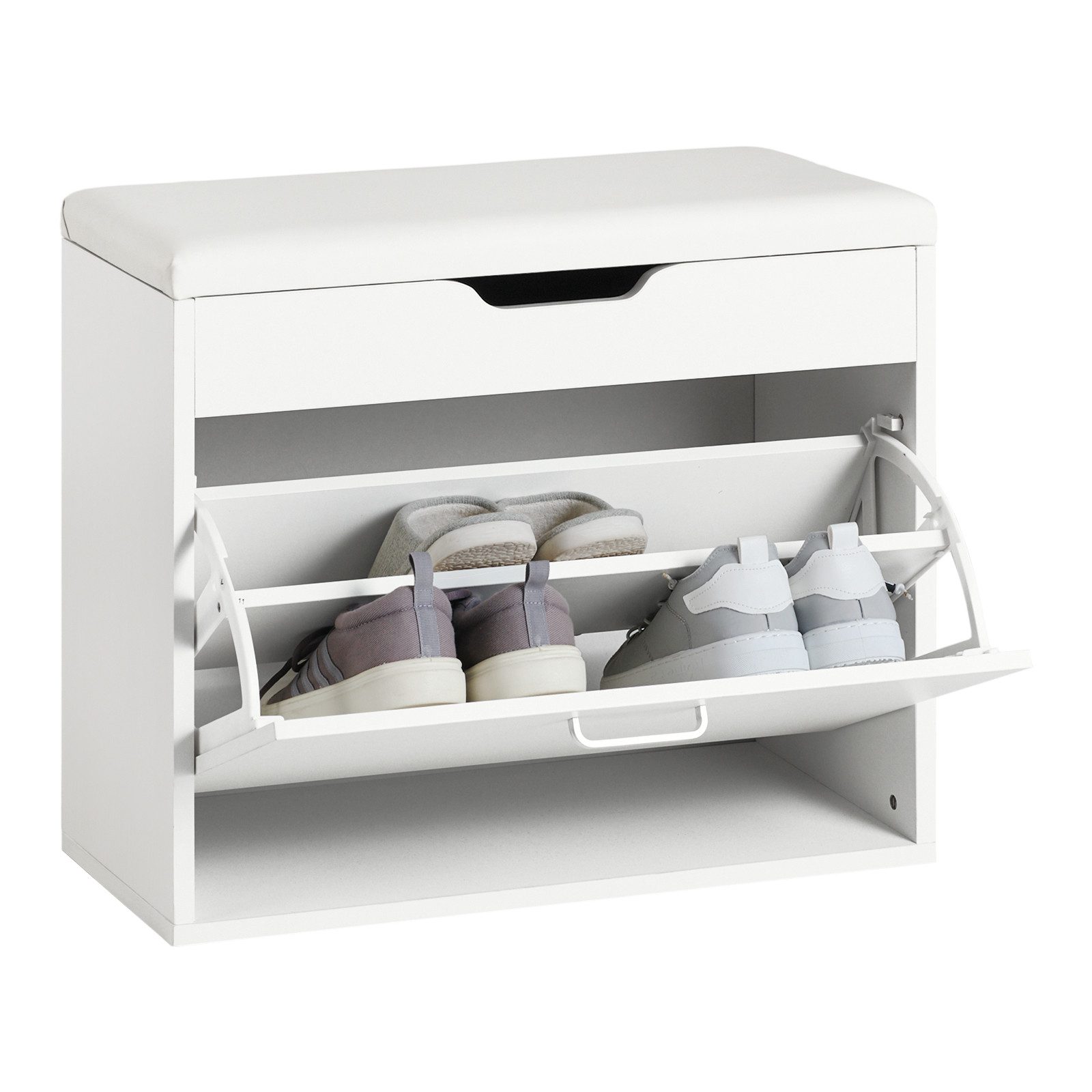 SoBuy Schuhbank FSR95, Schuhkipper mit Sitzkissen, Sitzbank, Schuhregal, Schuhschrank, Sitzkommode Schuhschrank mit Klappe, für 6 Paar Schuhe, Flur Diele