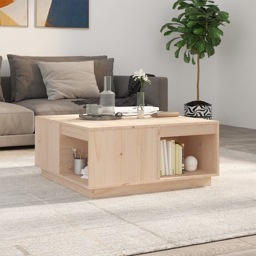 furnicato Couchtisch 80x81x36,5 cm Massivholz Kiefer (1-St), Stabiler Beistelltisch mit reichlich Stauraum für das Wohnzimmer