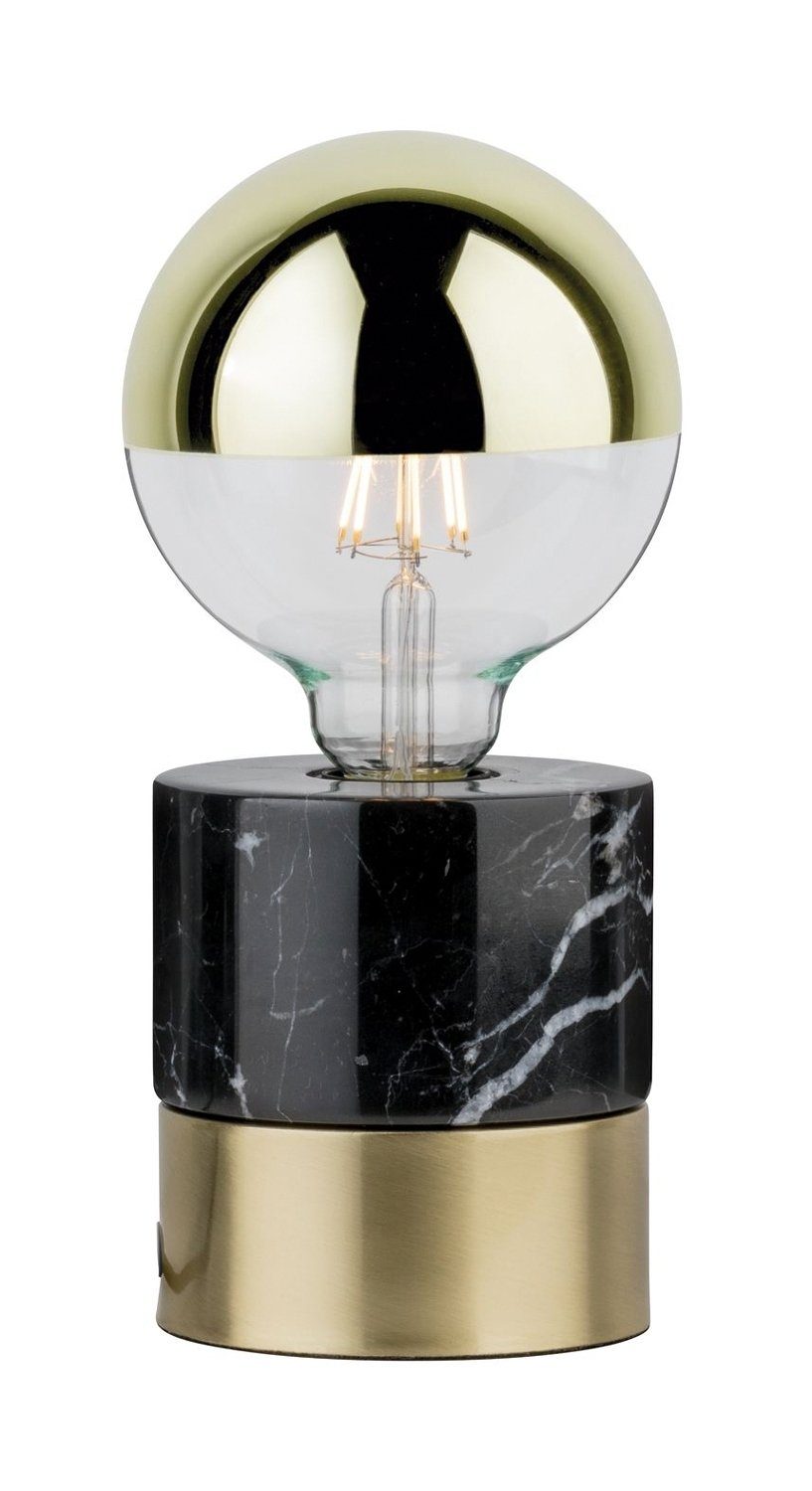 Tischlampe Paulmann cm, Tischleuchte Leuchtmittel, Marmor, 1-flammig, in ohne Messingfarben, Sockel Metall, H VALA, 12 Schwarz,