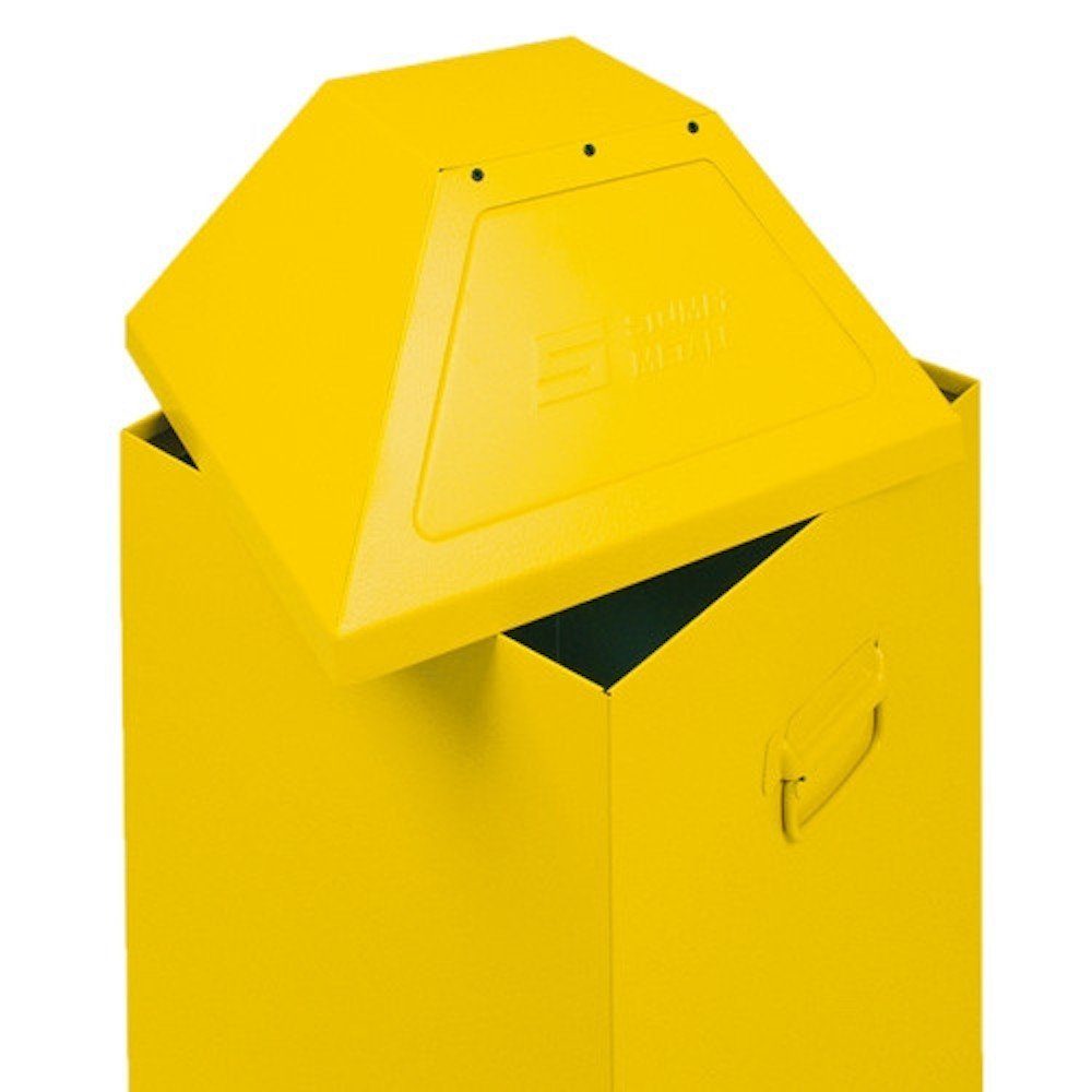 Signalgelb 95L, HxBxT 87x45x45cm, Mülleimer Gelb Abfallbehälter, PROREGAL® selbstschließend,