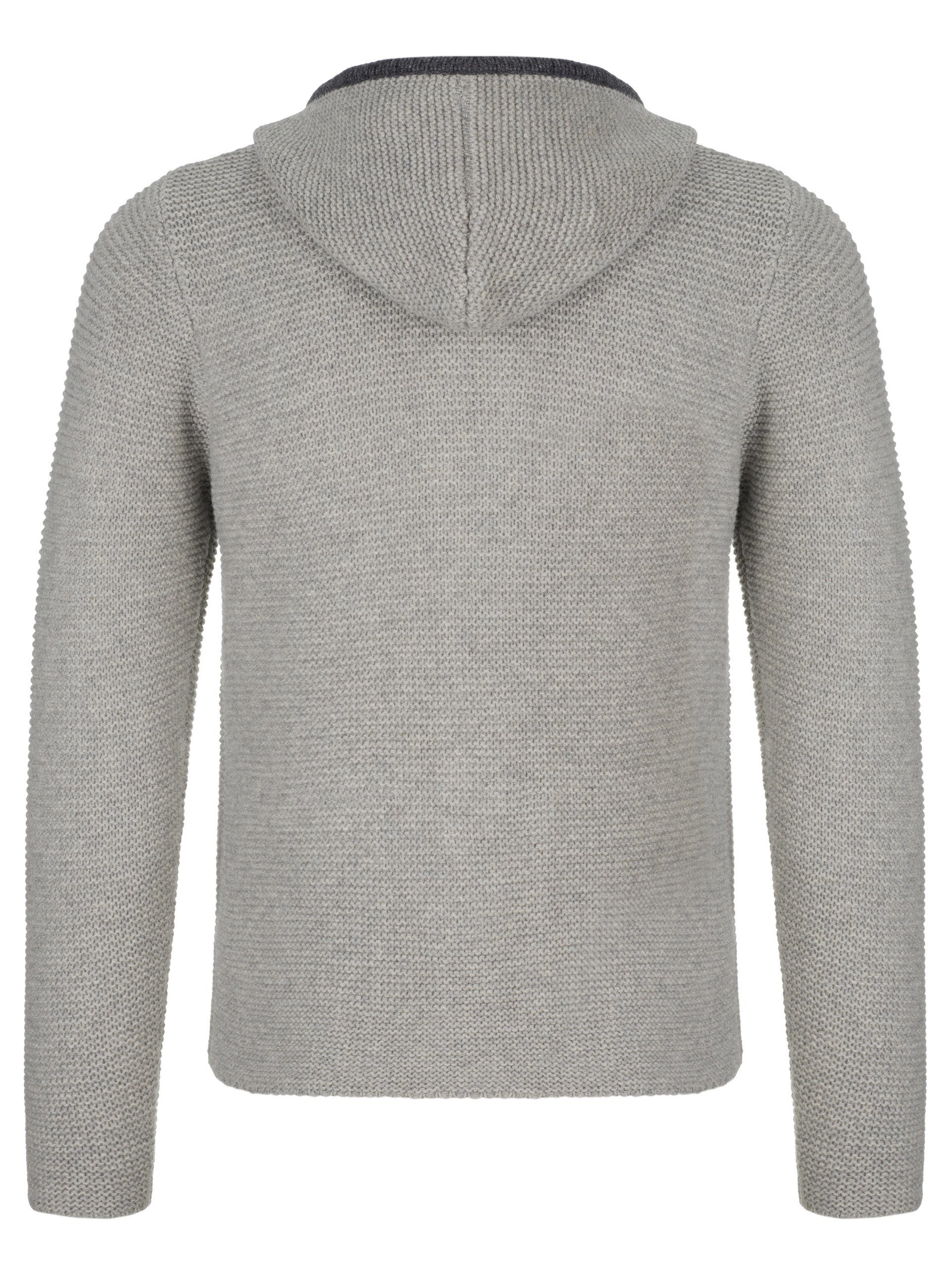 Almbock Trachtenstrickjacke Strickjacke Bavaria (1-tlg) grau mit Kapuze