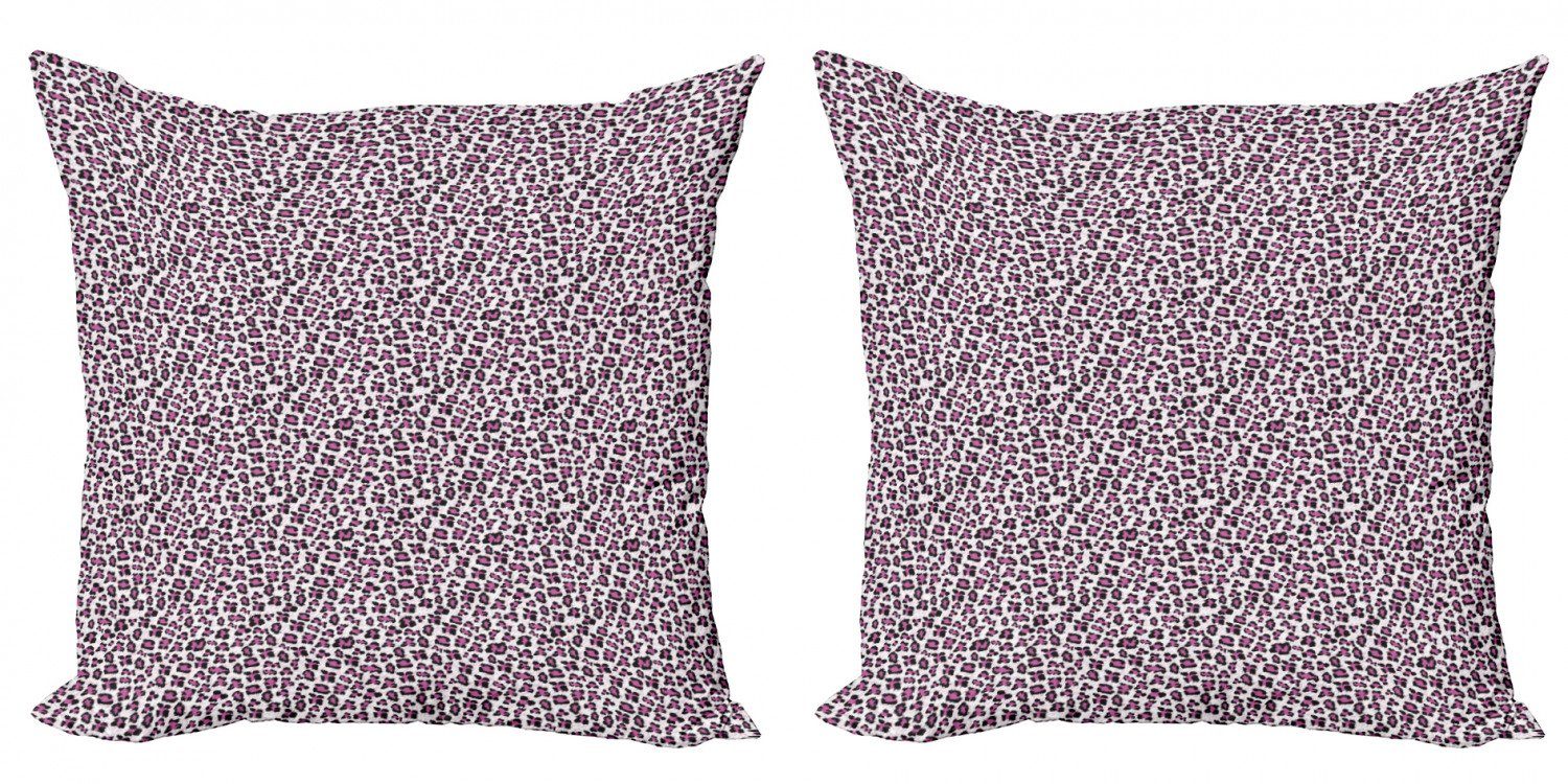 Kissenbezüge Modern (2 Stück), Leopard-Druck Accent Abakuhaus Girly-Rosa-Schwarz Doppelseitiger Digitaldruck