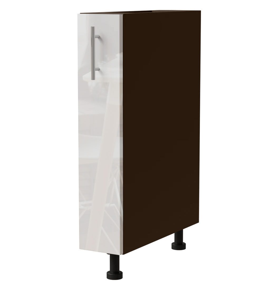 Feldmann-Wohnen Unterschrank Essen (D15/kargo, 1 Türfront, innen 1 Korbauszug mit 2 Ablagen, 1-St., moderne Optik, lackierte Fronten) 15x50x82cm lava - weiß Hochglanz (ES-D1D/45)