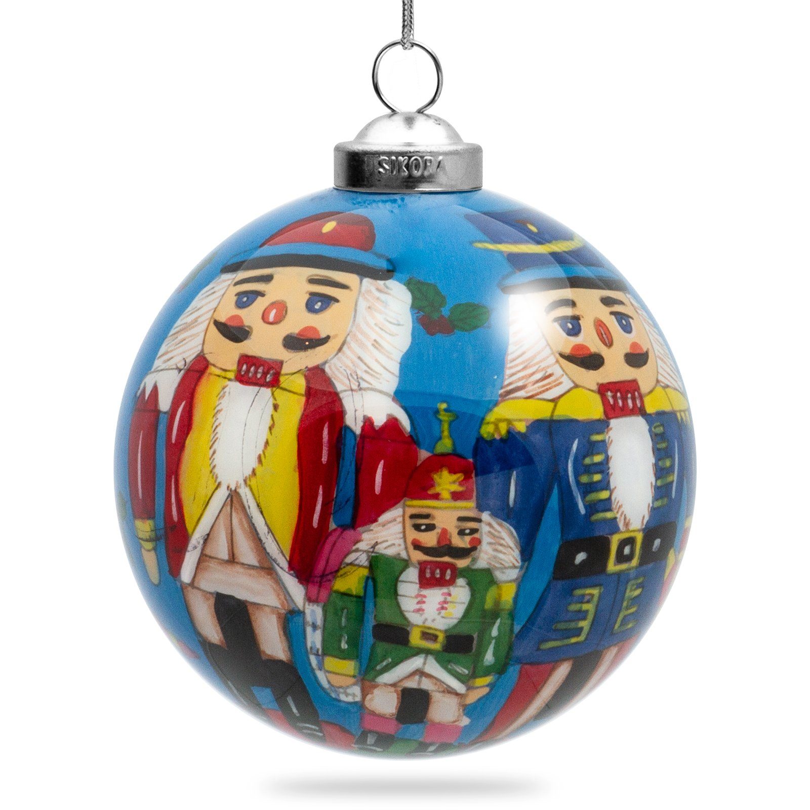 SIKORA Christbaumschmuck SIKORA K08-15 Nussknacker Glaskugel Weihnachtskugel Innenglasmalerei D: 7,5 cm