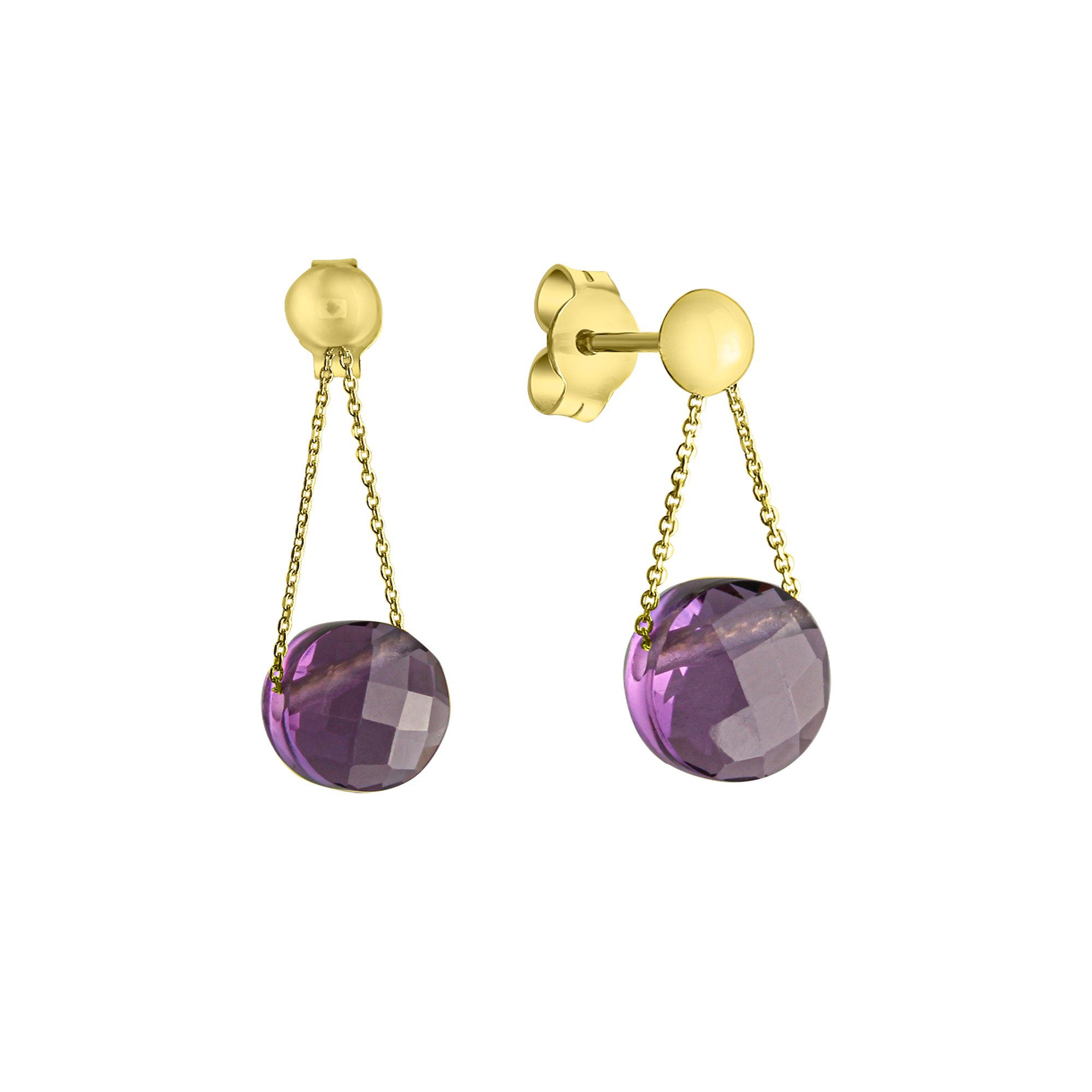 CELESTA Paar Ohrhänger 375/- Gelbgold Amethyst