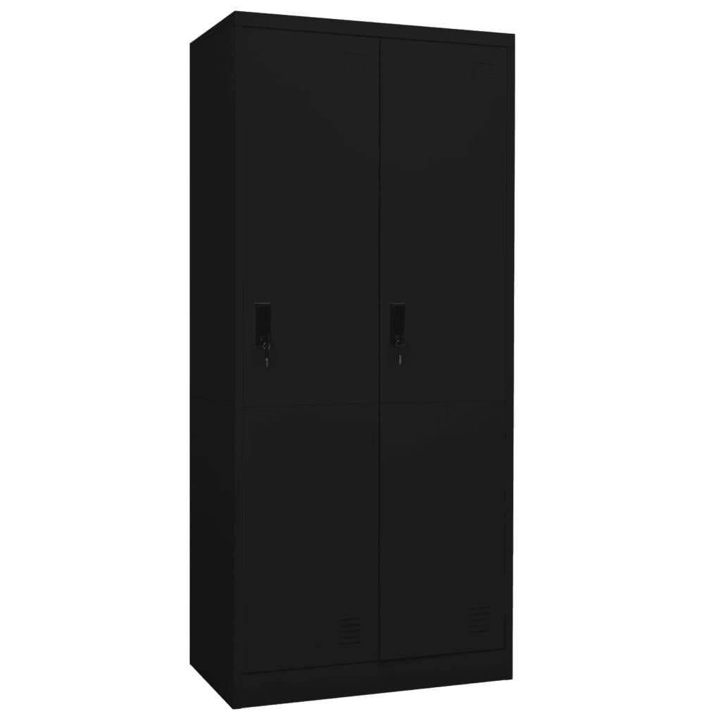 möbelando Spind 3006982 (LxBxH: 50x80x180 cm) aus Stahl in Schwarz mit 2 Türen