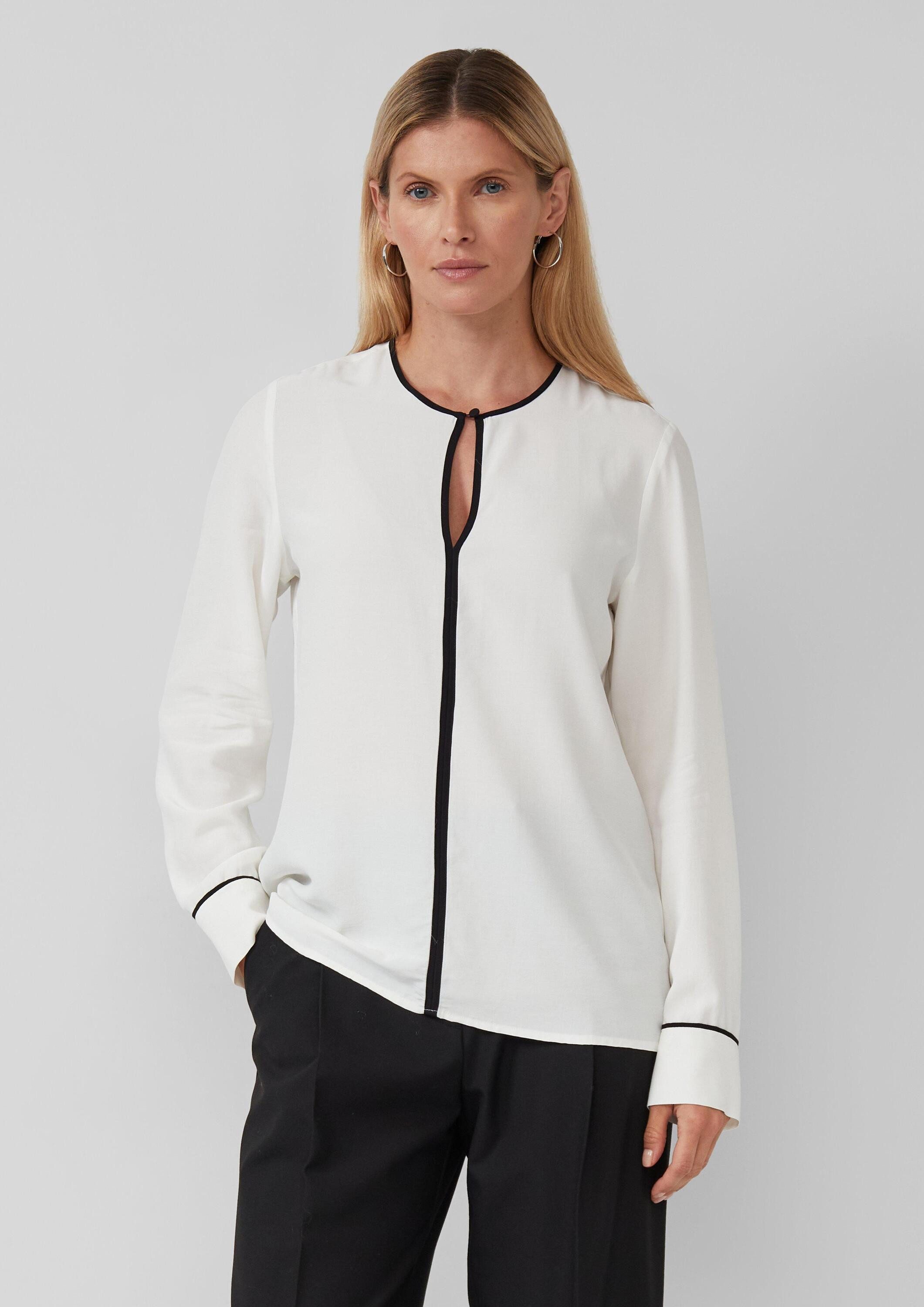 s.Oliver Langarmbluse Bluse Fließende Viskose-Bluse mit Kontrast-Details günstig online kaufen