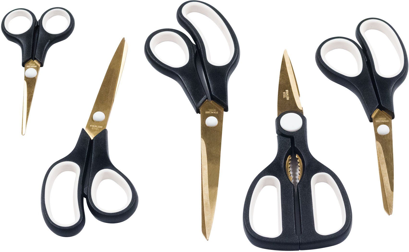KING Ножницы-Set Easycut, (Set, 5-tlg), 5 Ножницы, Edelstahlklingen, Titan beschichtet, Soft-Touch Griffe