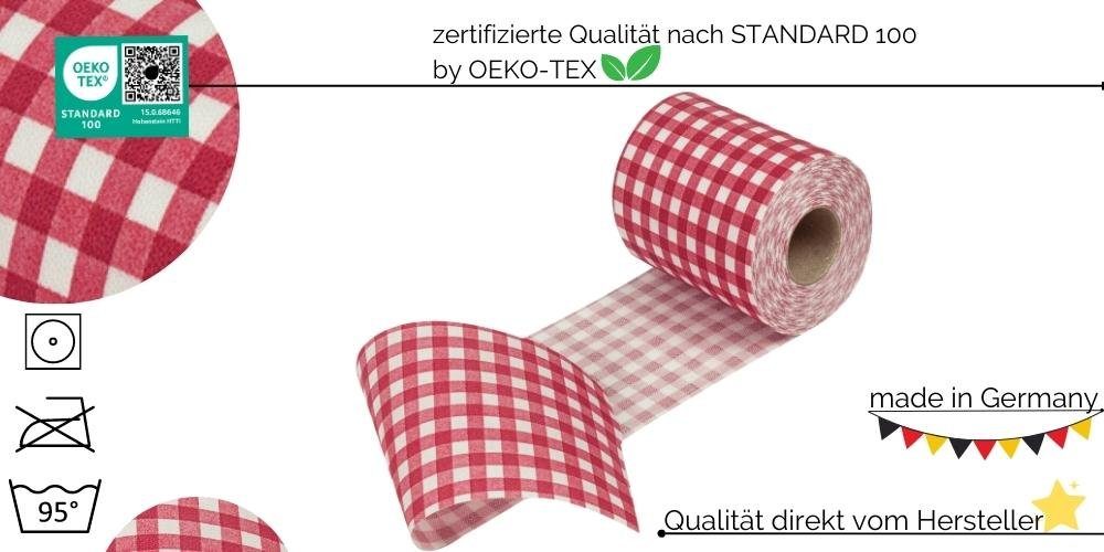 Sensalux Tischläufer Sensalux Tischläufer, stoffähnliches Weiß-Rot Karomuster, Breite wählbar + Vlies, Farbe