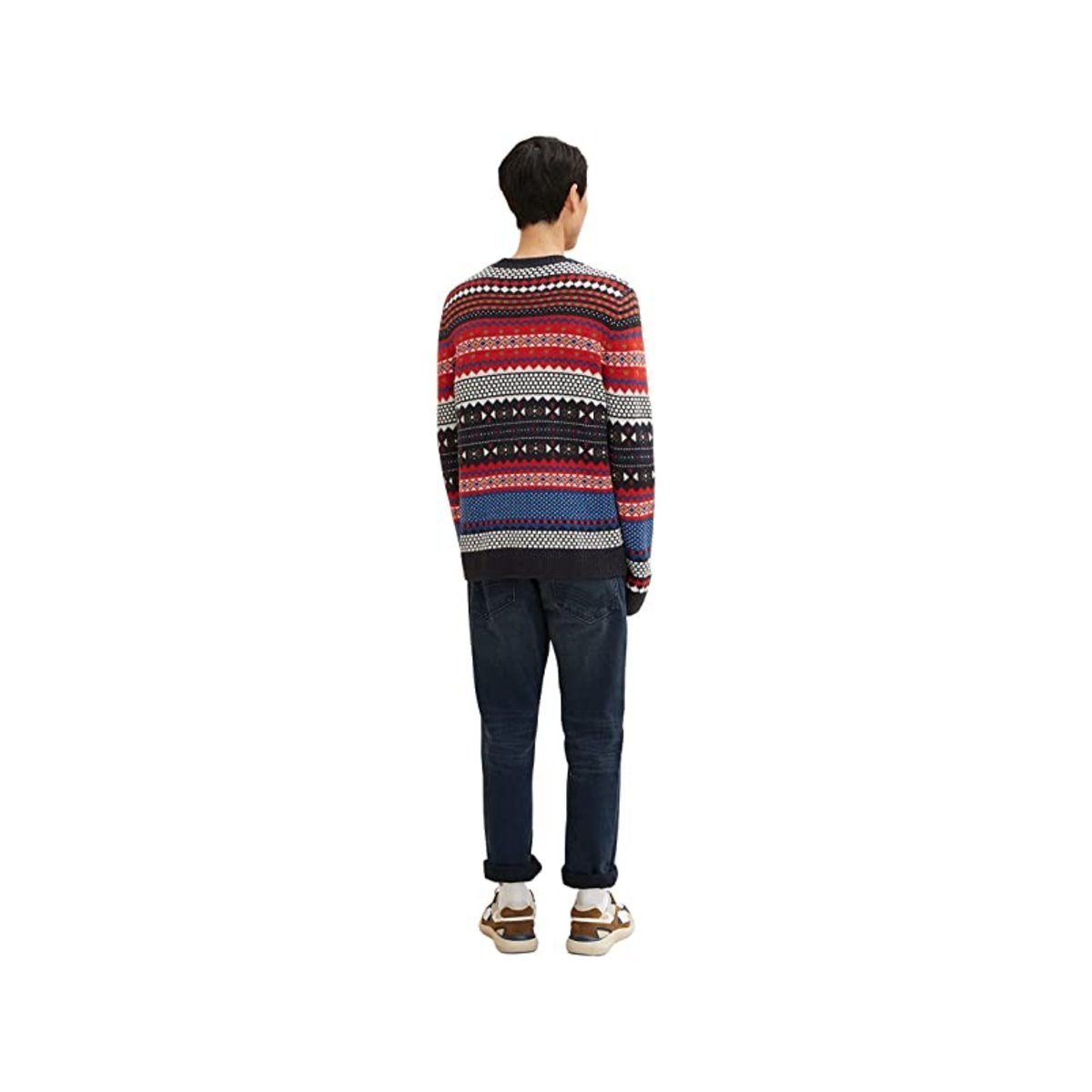 kombi (1-tlg) Rundhalspullover TAILOR allover TOM navy red jacquard