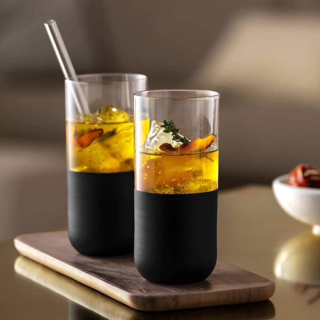 Villeroy & Boch Longdrinkglas Manufacture Rock Longdrinkbecher, 4-tlg., Glas, Kristallglas, 4 Stck, Handwäsche empfohlen