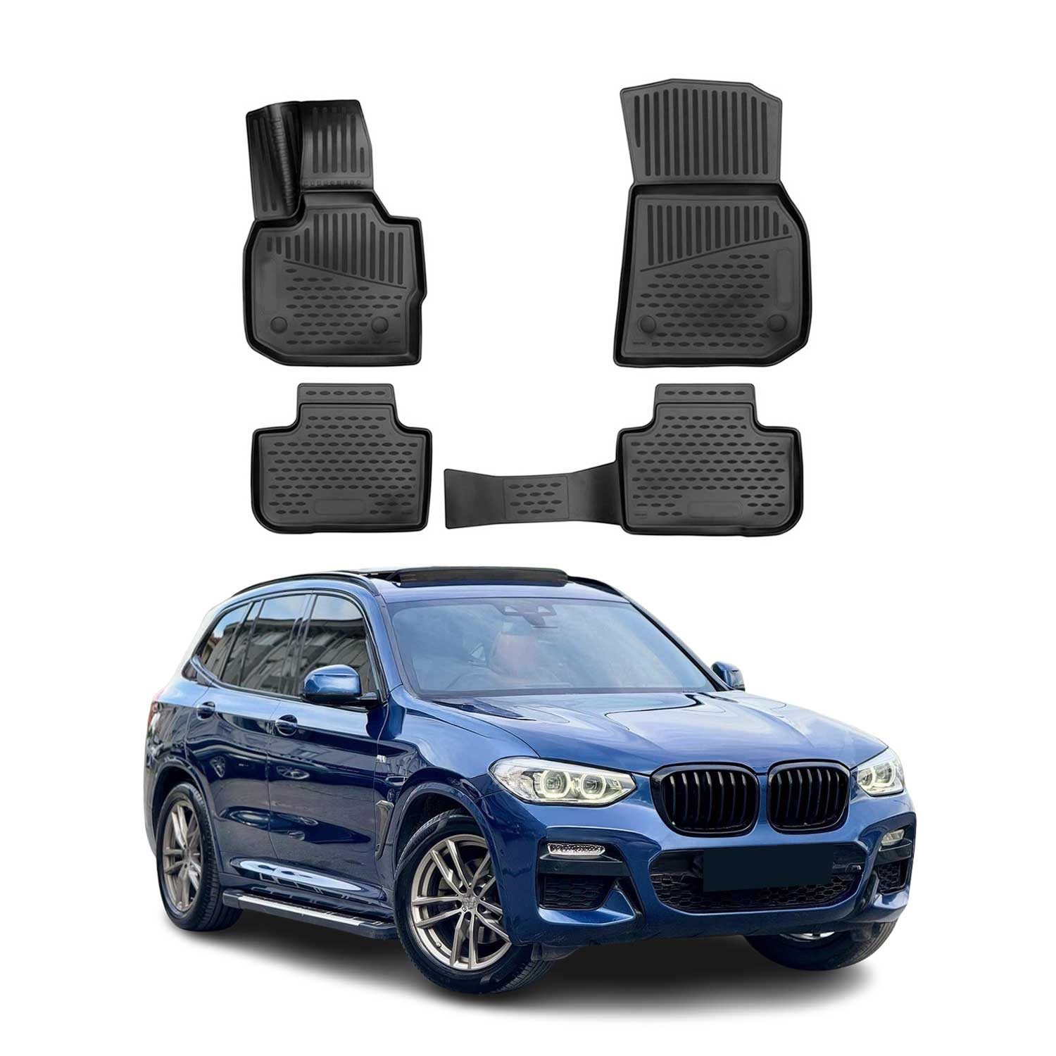 OMAC Auto-Fußmatten für BMW X3 G01 2017-2024 Schwarz 4 tlg TPE (4 St), für BMW X3 G01 2017-2024 BMW X3 G01 2017-2024, Antirutsch,Wasserfest,Einfache Installation