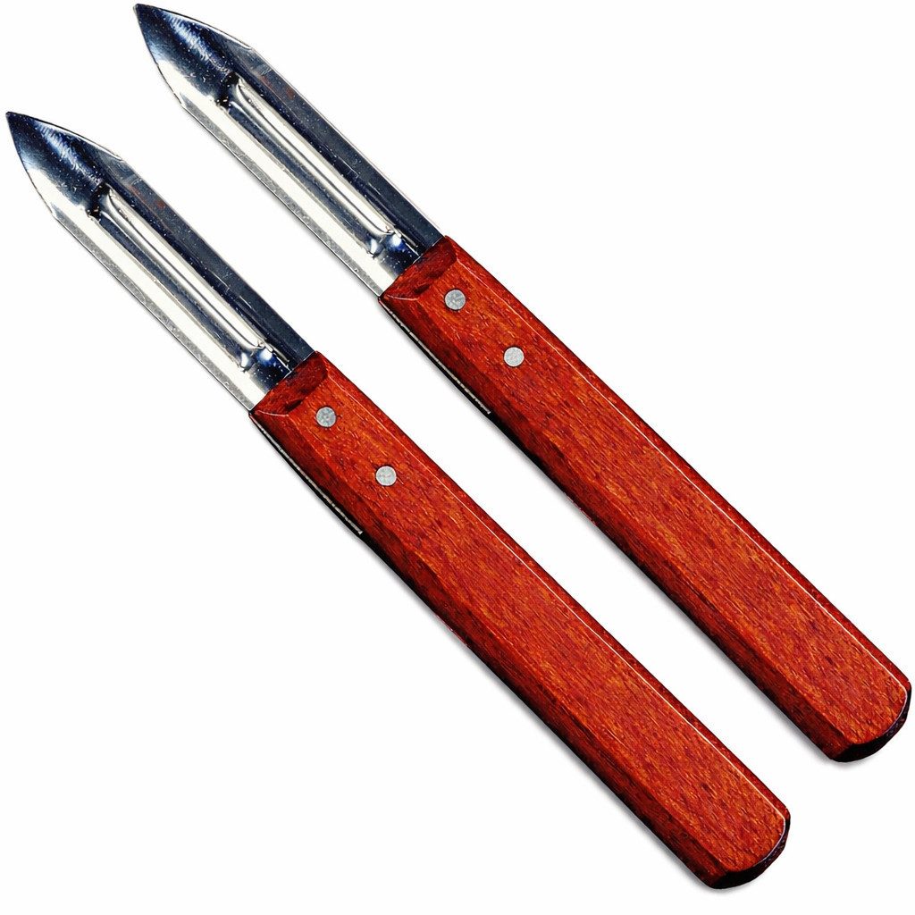 Neustanlo Spargelschäler 2er Pack Kartoffelschälmesser mit Holzgriff, ideal für Obst und Gemüse, (2-tlg), 2-schneidig, Kartoffelschäler, Sparschäler