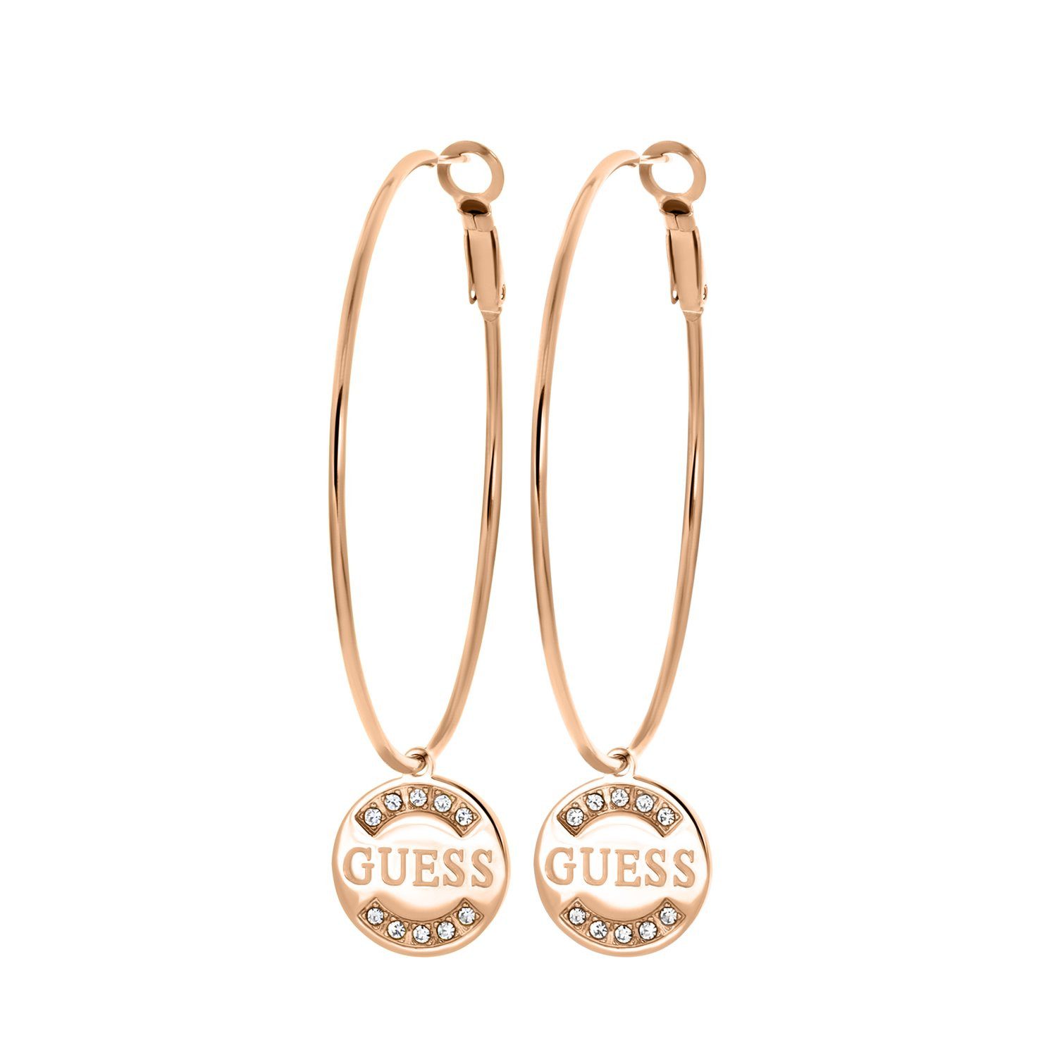 Guess Paar Creolen Ohrring - Stahl - Rose - Kristall - Damen