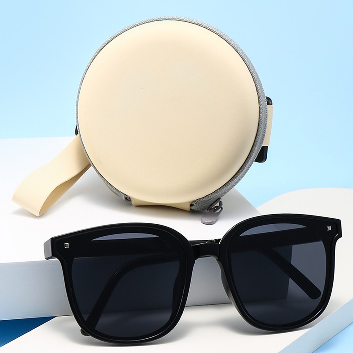 Aufbewahrungstasche) mit UV-Schutz Haiaveng Sonnenbrille (mit Sonnenbrillen, black Sonnenbrillen Sonnenbrille Faltbare