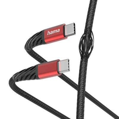 Hama Ladekabel "Extreme", USB-C - USB-C, 1,5 m, Nylon, Schwarz/Rot USB-Kabel