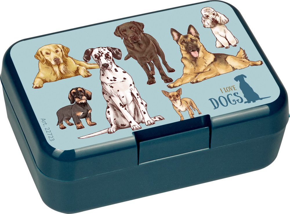 COPPENRATH DIE SPIEGELBURG Keksdose Mini-Snackbox Hunde „I Love Dogs“ Snackbox für Obst, Nüsse & Snacks, Kunststoff, (Set, 1-tlg., 1), Made in Germany