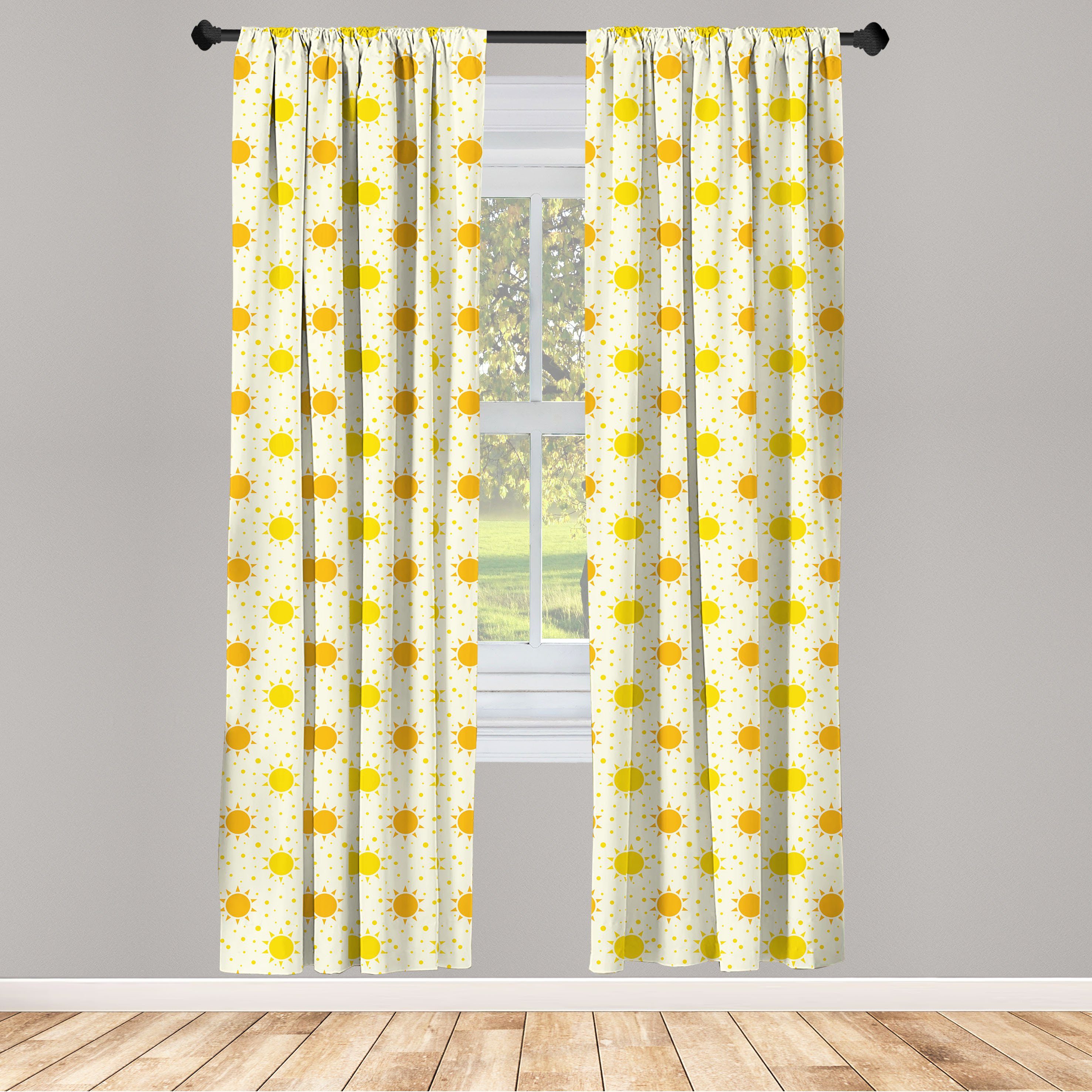 Gardine Vorhang für Wohnzimmer Schlafzimmer Dekor, Abakuhaus, Microfaser, Sommer Sun-Motiv mit Punkten