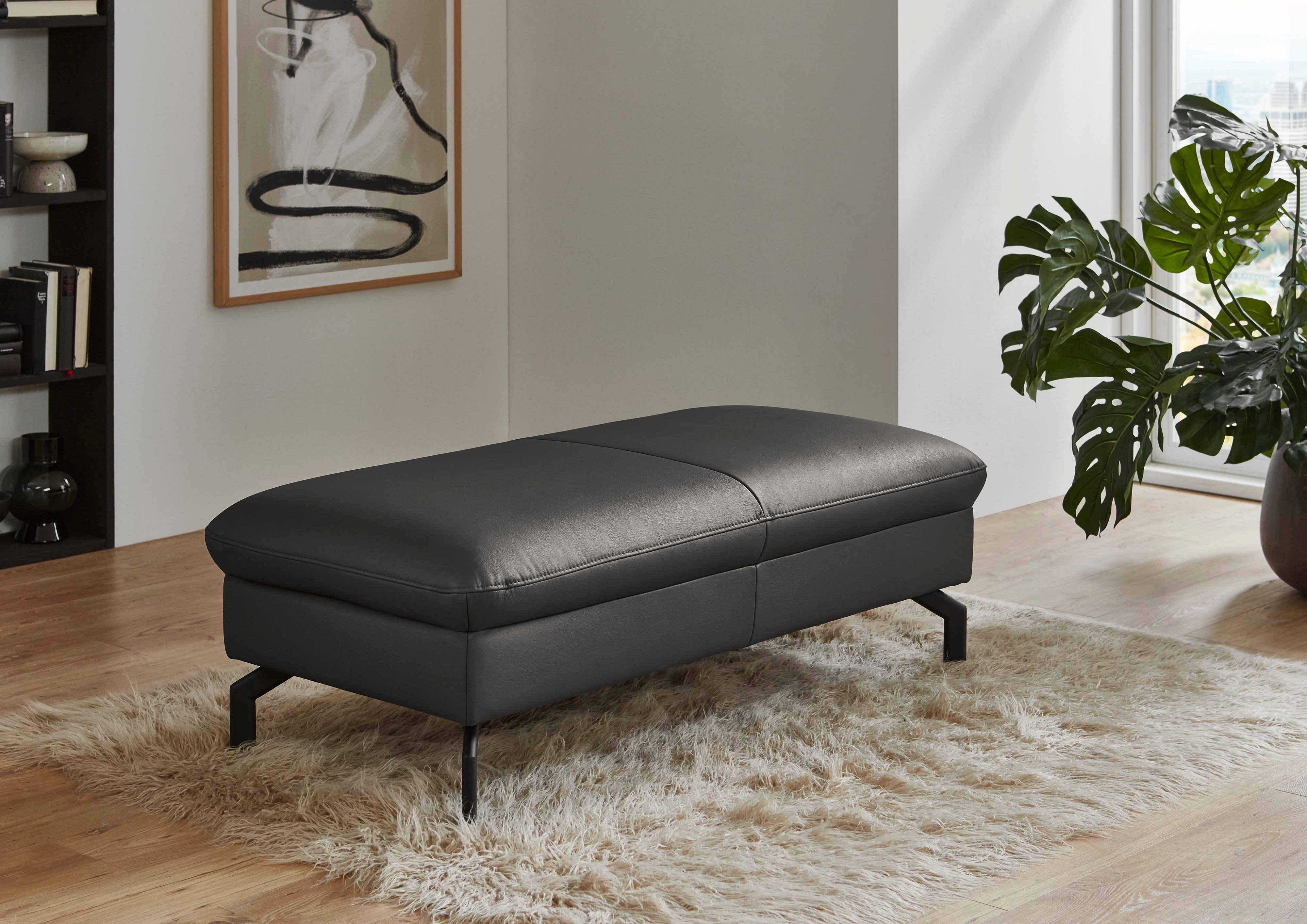 Die PlanBar Hocker PN-EM20028, hochwertiges Glattleder, stylische Metallfüße