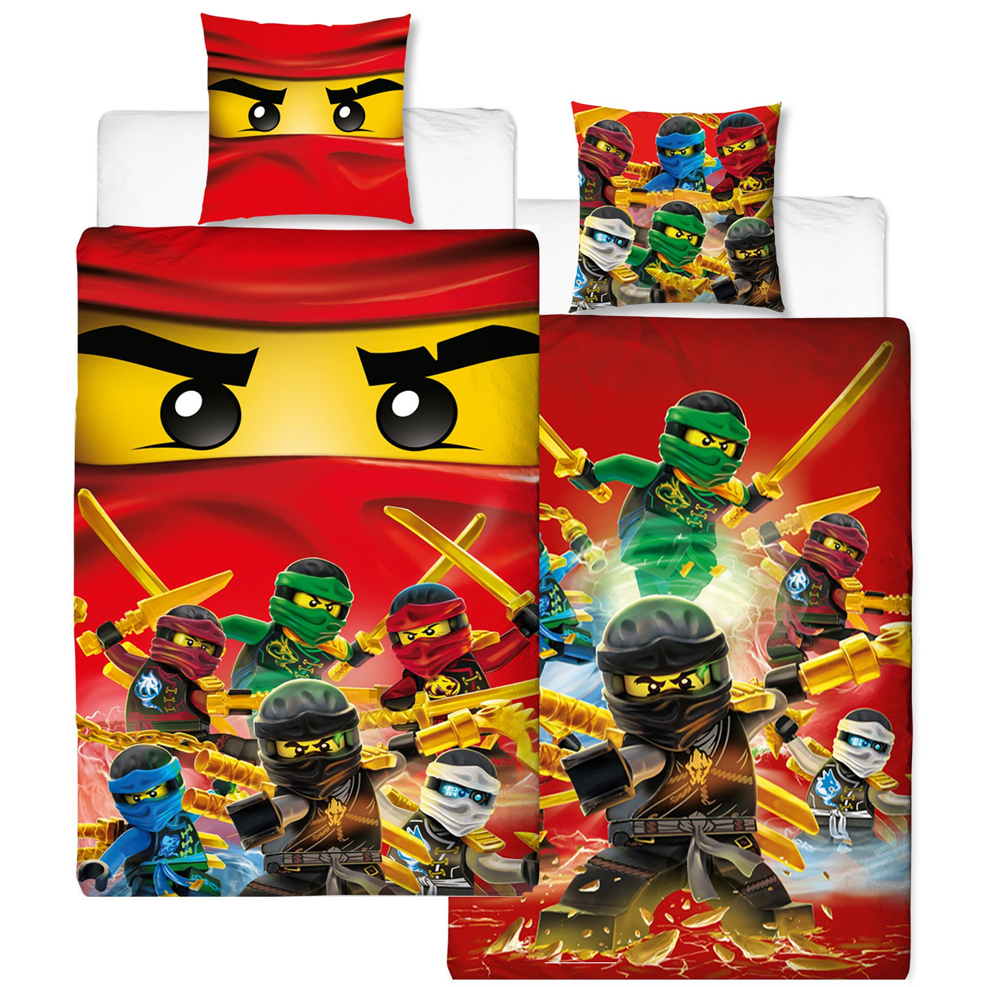 Kinderbettwäsche Lego Ninjago Champion Fire Bettwäsche Linon / Renforcé, BERONAGE, 100% Baumwolle, 2 teilig, 135x200 + 80x80 cm