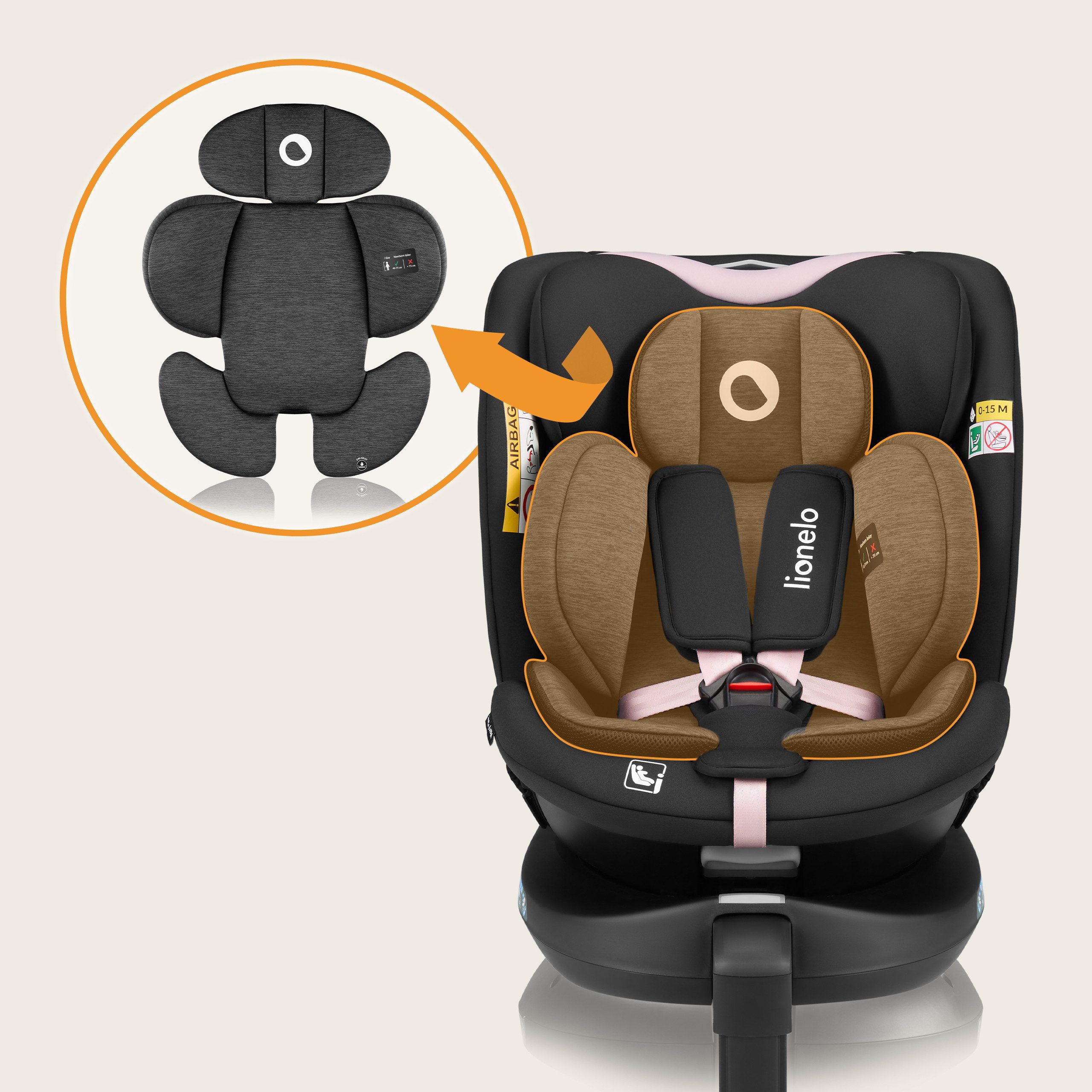lionelo Autokindersitz NAVY I-SIZE, ab: ab Geburt, bis: 12 Jahren, ab: 40,00 cm, bis: 150,00 cm, (Set), 40-150cm/Ein Kindersitz für den gesamten Zeitraum/i-Size