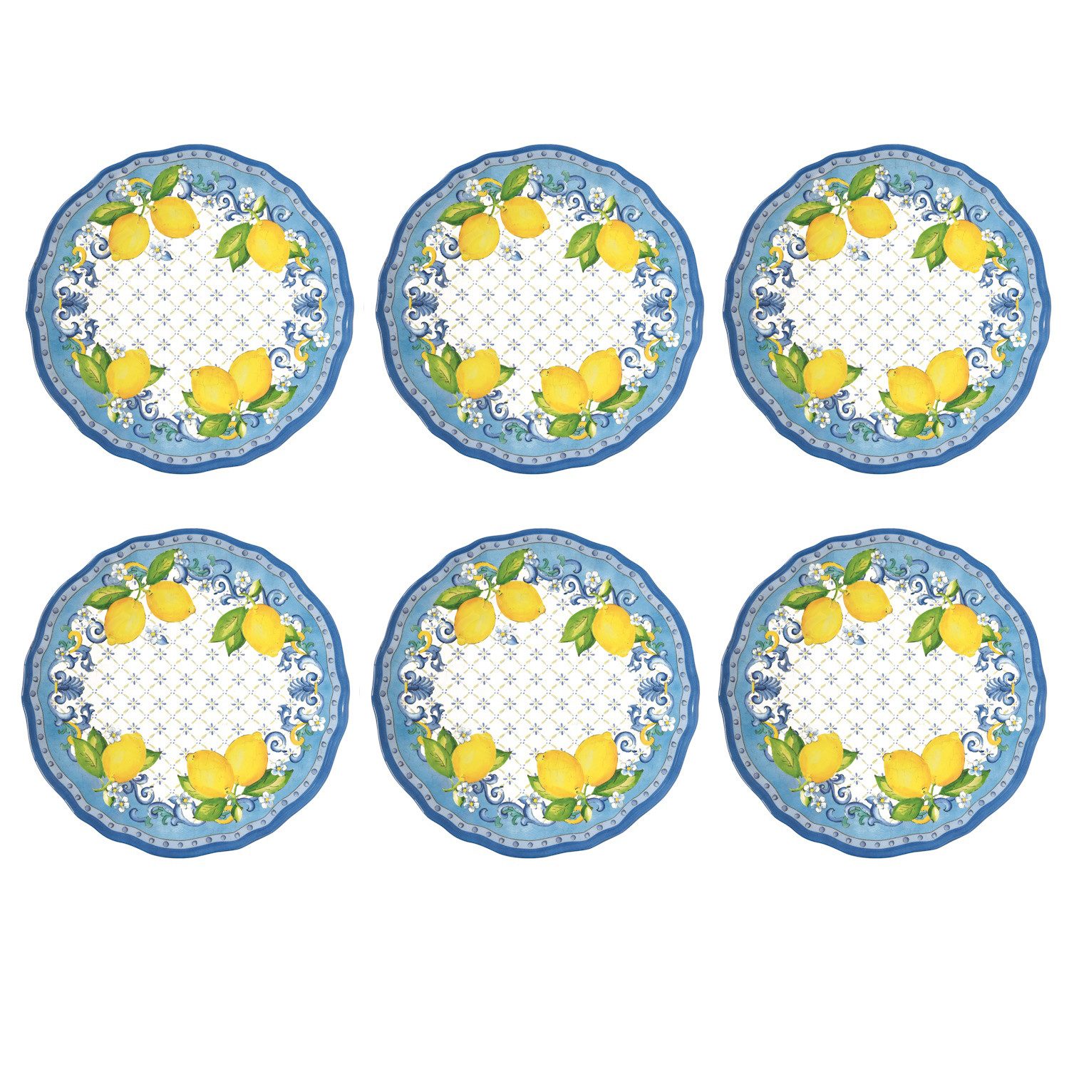 EasyLife Speiseteller Sorrento, Spülmaschinengeeignet, Mehrfarbig, Zitronen, H: 1cm