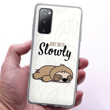 DeinDesign Handyhülle Tiere Faultier lazy sunday Just Do It Slowly Sloth, Samsung Galaxy S20 FE 5G Silikon Hülle Bumper Case Handy Schutzhülle