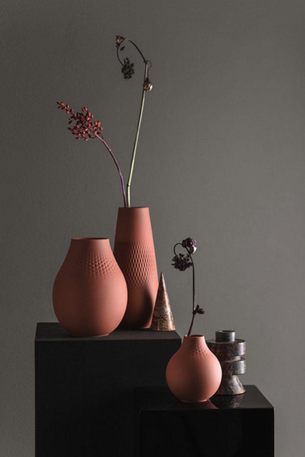 Dekovase 1 Vase, 26.0 rot Boch cm & Manufacture Vase Collier (1 St) Villeroy