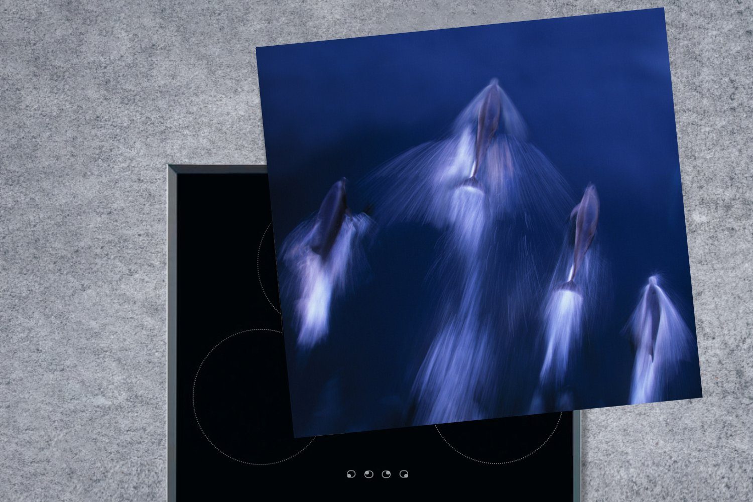 - Wasser, Delfin Ozean cm, 78x78 tlg), - (1 für Ceranfeldabdeckung, Herdblende-/Abdeckplatte Vinyl, Arbeitsplatte MuchoWow küche