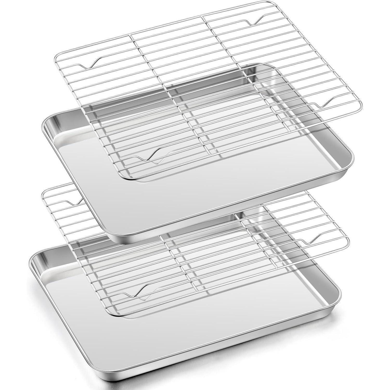 LuxusKollektion Backblech Backblech mit Abkühlgitter Set Edelstahl Kuchenblech Kuchengitter, Metall, (1-St)