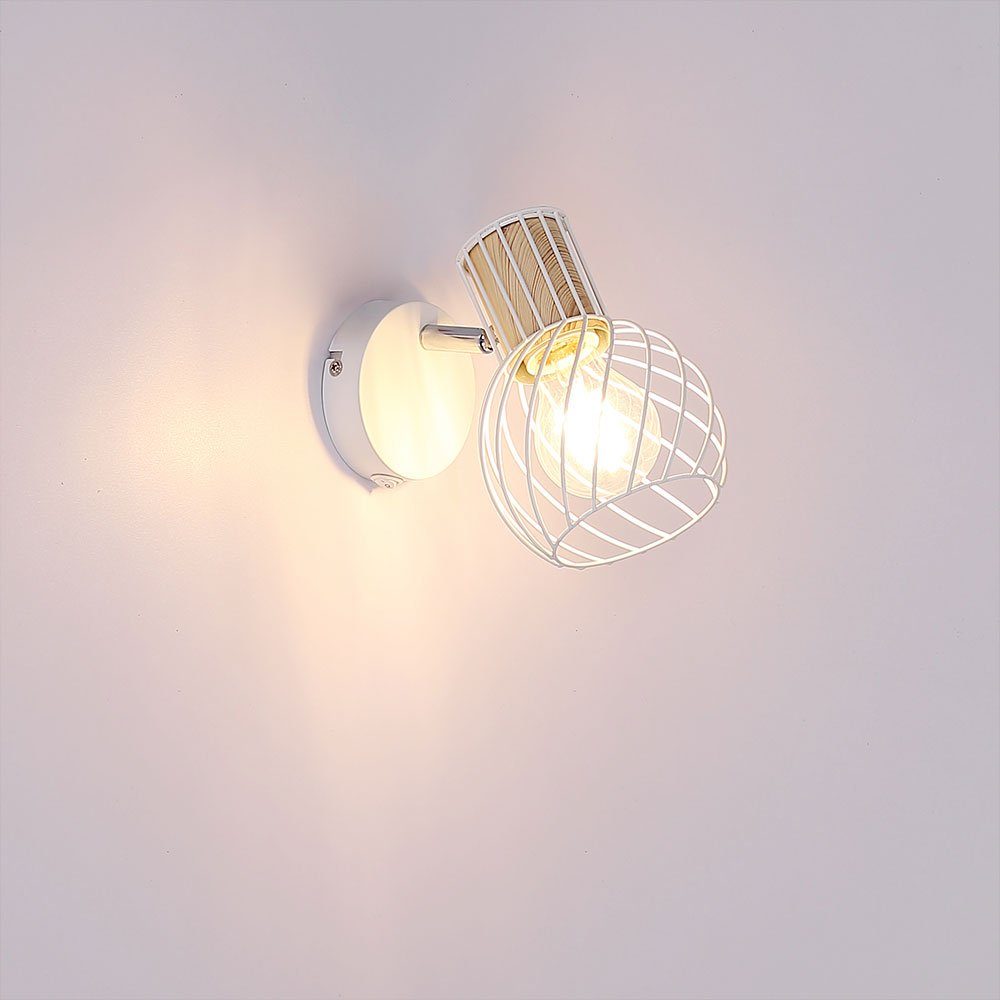 Wandleuchte, Leuchte Lampe Zimmer Spot Schlaf Leuchtmittel Wand Holz nicht inklusive, etc-shop Metall Beweglich