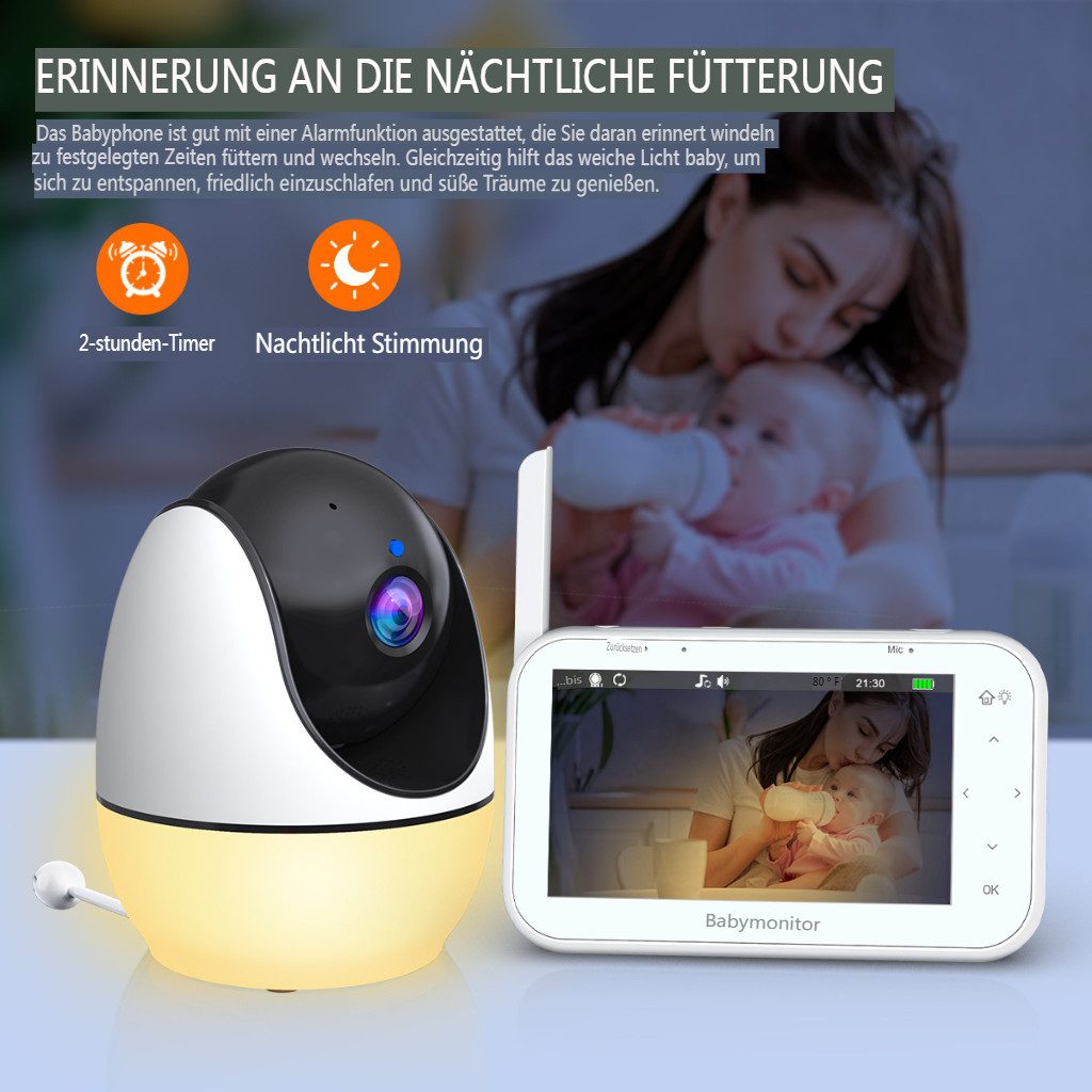 Insma Babyphone 720P HD Kamera mit 4,3 Zoll Baby Monitor Nachtsicht, Zwei-Wege-Audio, mit 8 Schlaflieder, Baby Überwachung, Kein WLAN oder App erforderlich