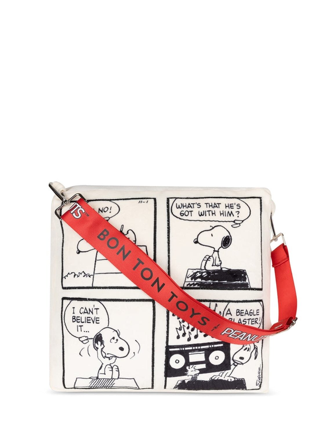 Bon Ton Toys Zierkissen Snoopy Comic Kissen 30x30 cm – Tragbar mit coolem Gurt – Bon Ton Toys