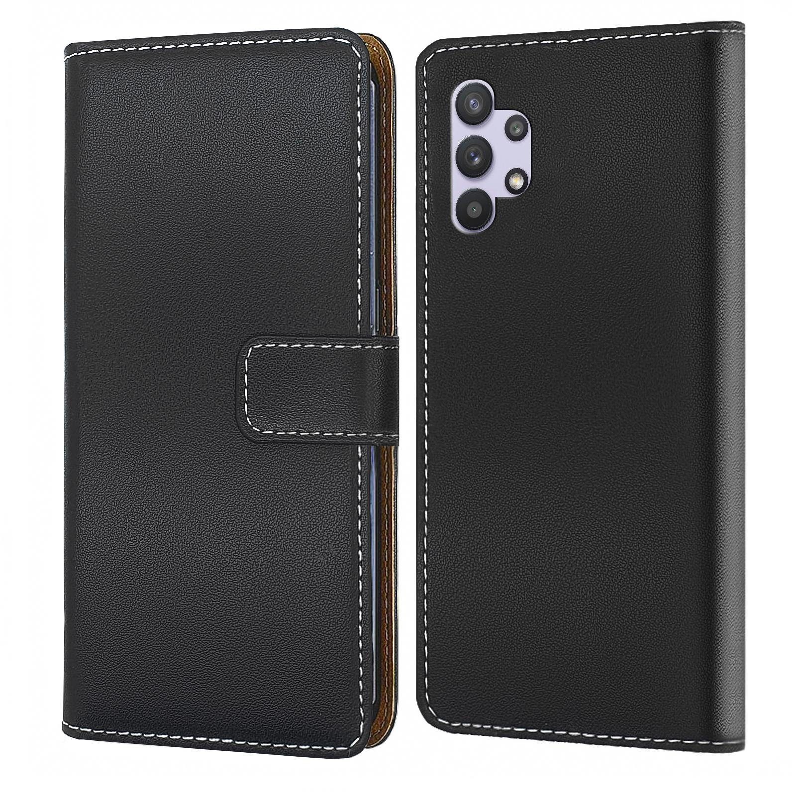 Numerva Handyhülle Bookstyle Etui Handytasche für Samsung Galaxy A52 / A52 5G / A52s 5G, Klapphülle Flip Cover Schwarz