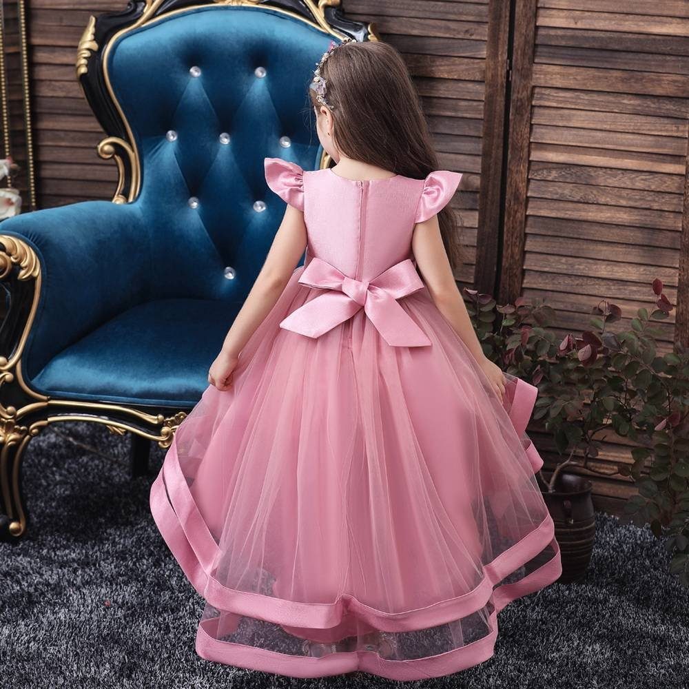 Vokuhilakleid Abendkleid Kleid Mädchen mit Kurzarm (1-tlg) Stickerei LAPA