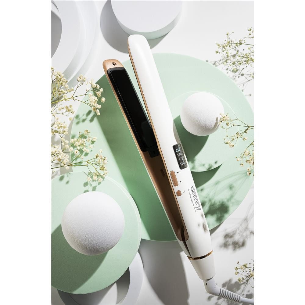 Camry Glätteisen CR 2322, Professionelles Haarglätteisen, Keramik, Haarglätter, weiß