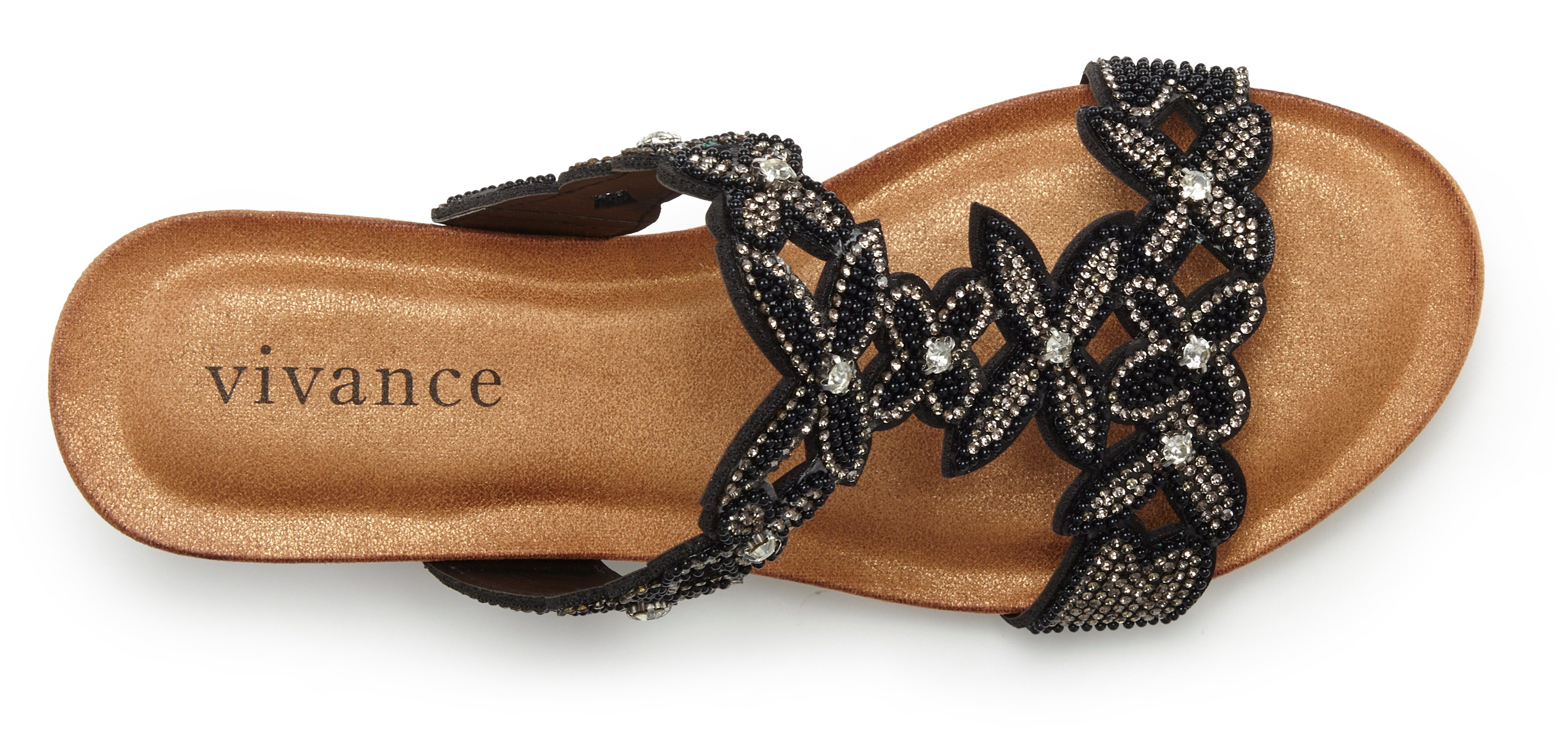 Vivance Mule, Sommerschuh, Sandale, Pantolette mit Keilabsatz und modischen Glitzerdetails